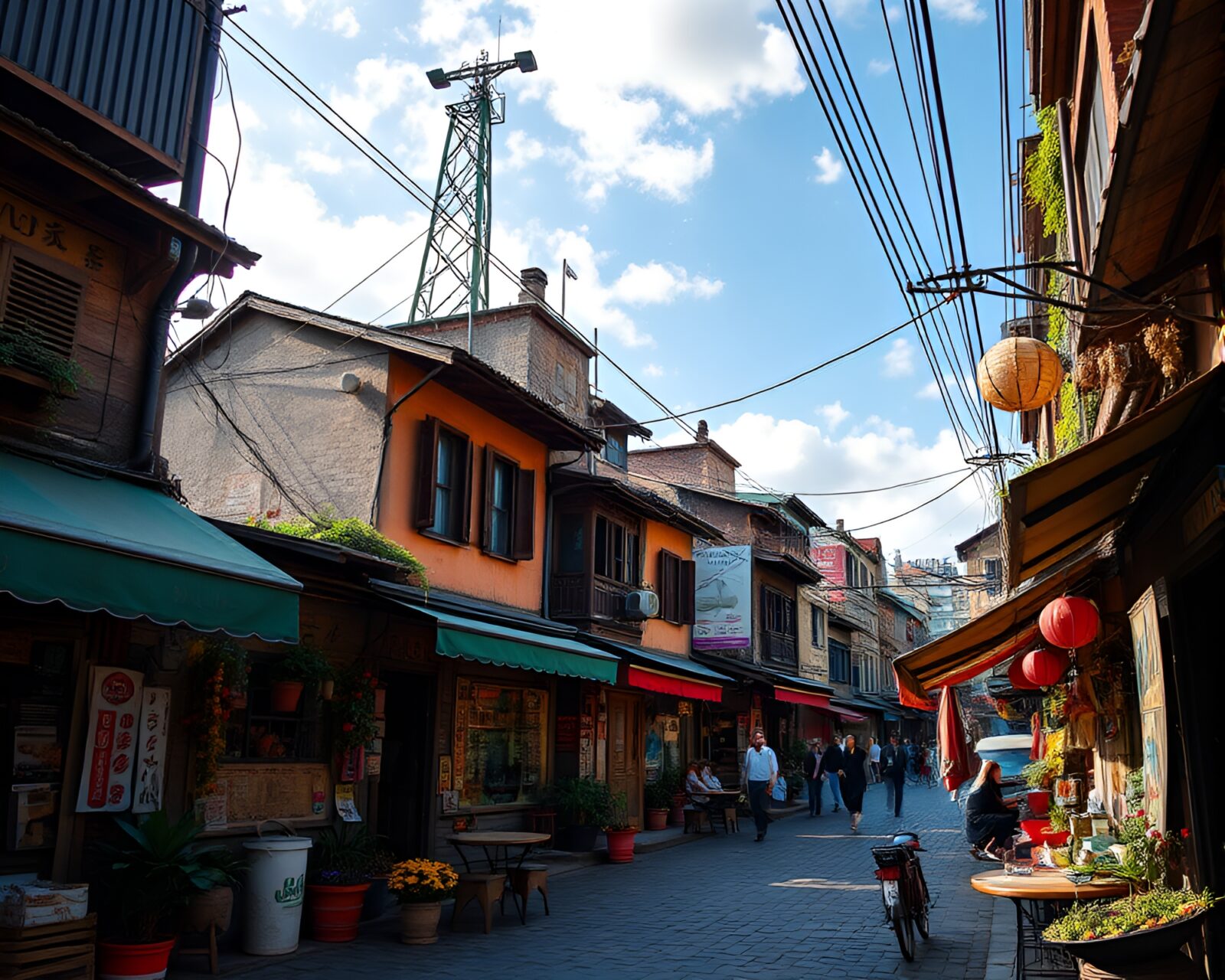 Bustling city streets in CGI time-lapse with rustic charm