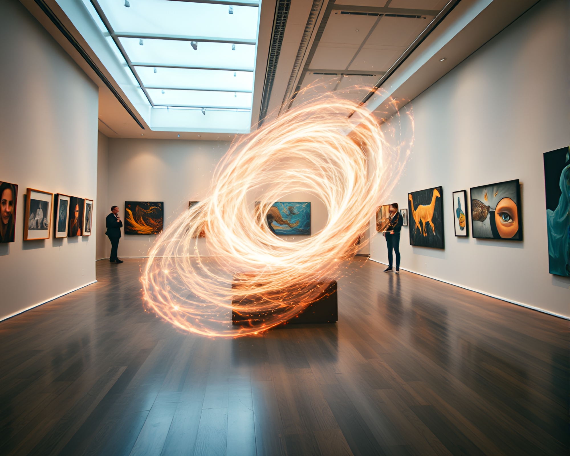 Surreal Quantum Vortex at Contemporary Art Exhibition – free AI stock image