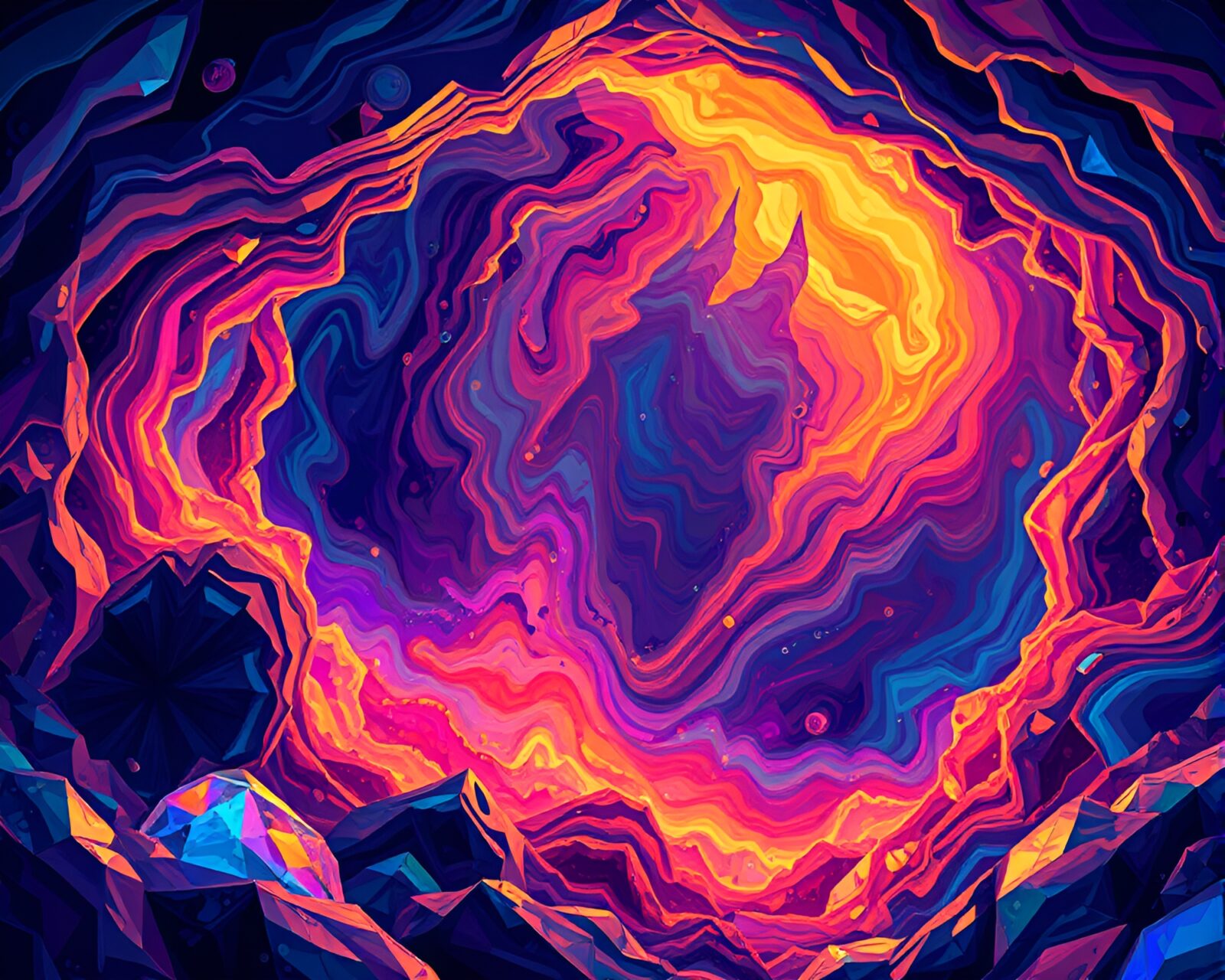 Mesmerizing swirling colors in crystal cave vector art