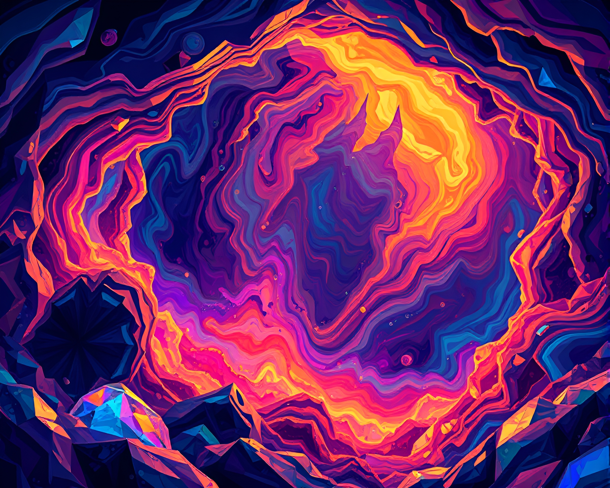Enthralling Colors in Crystal Cave Vector Illustration – free AI stock image