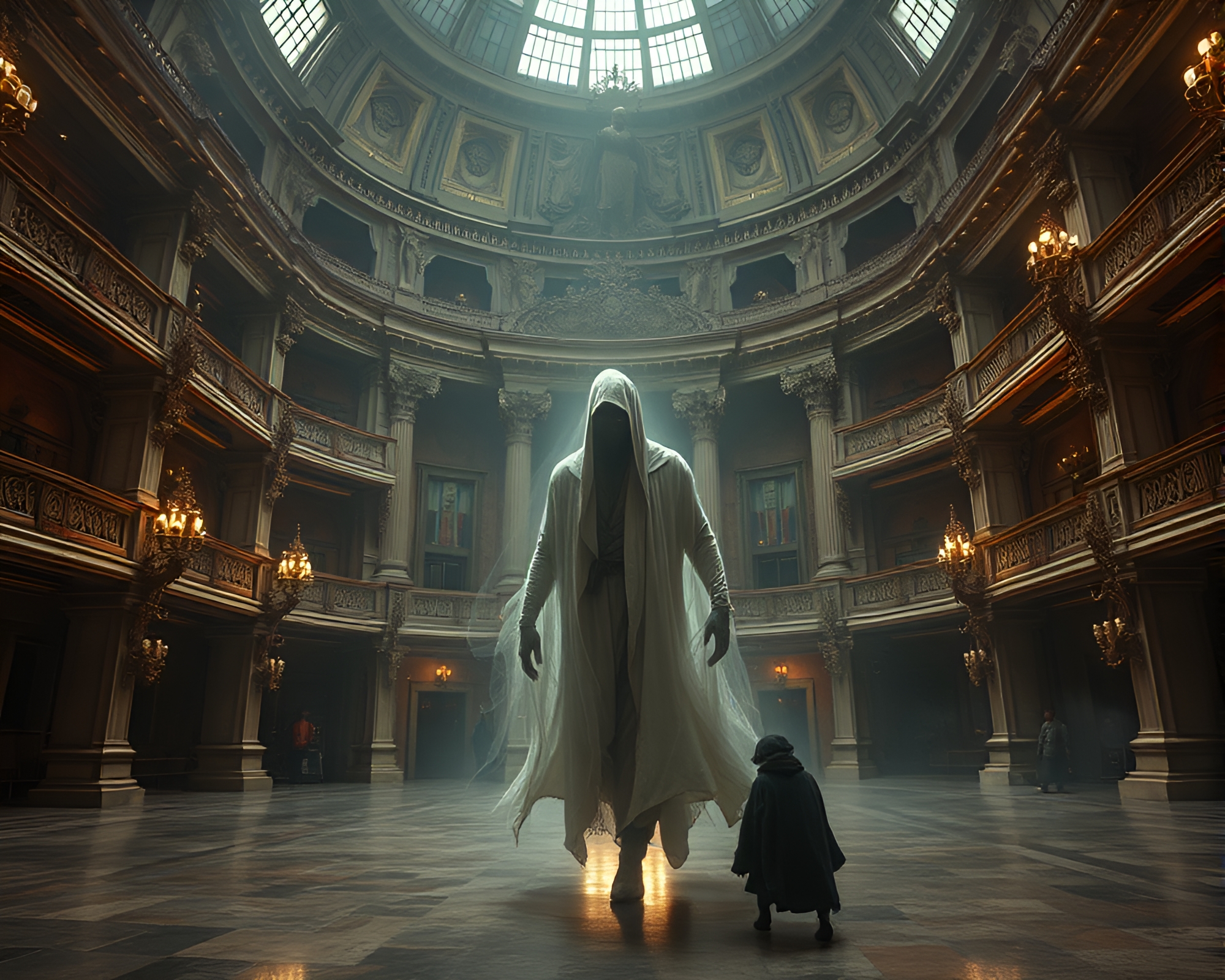 Ethereal Phantom Roams Grand Opera House – free AI stock image