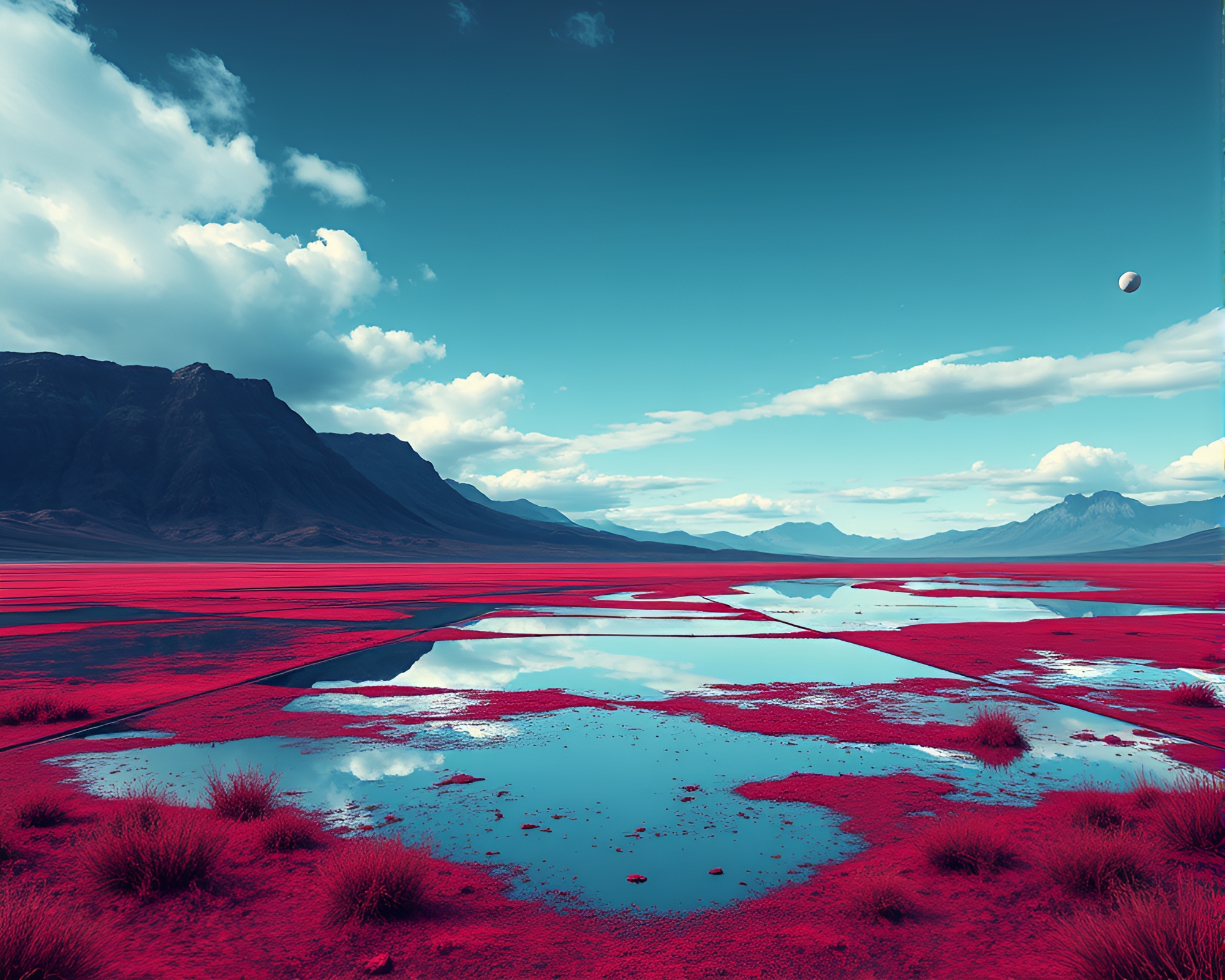 Surreal Pop Art Mirrored Horizon Creates Eerie Atmosphere – free AI stock image