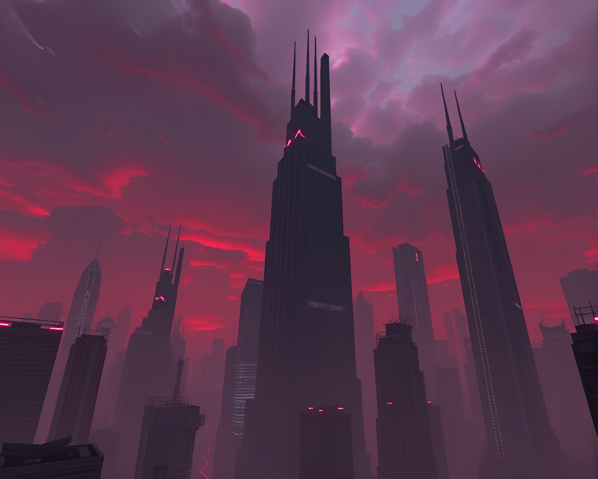 Mysterious Futuristic Cityscape in Virtual Reality Game Setting – free AI stock image