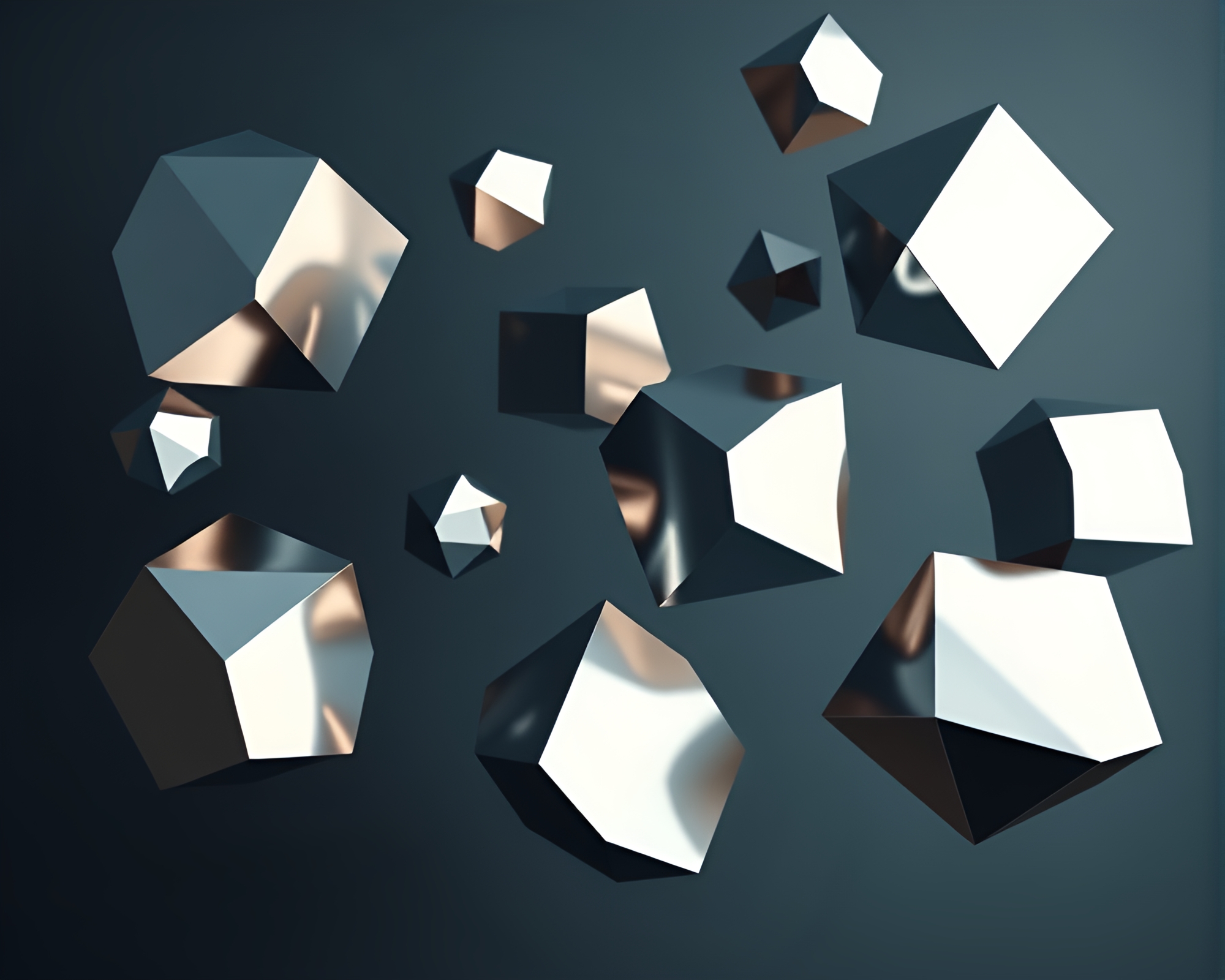 Abstract Geometric Forms with Reflective Surfaces in Cubist Style – free AI stock image
