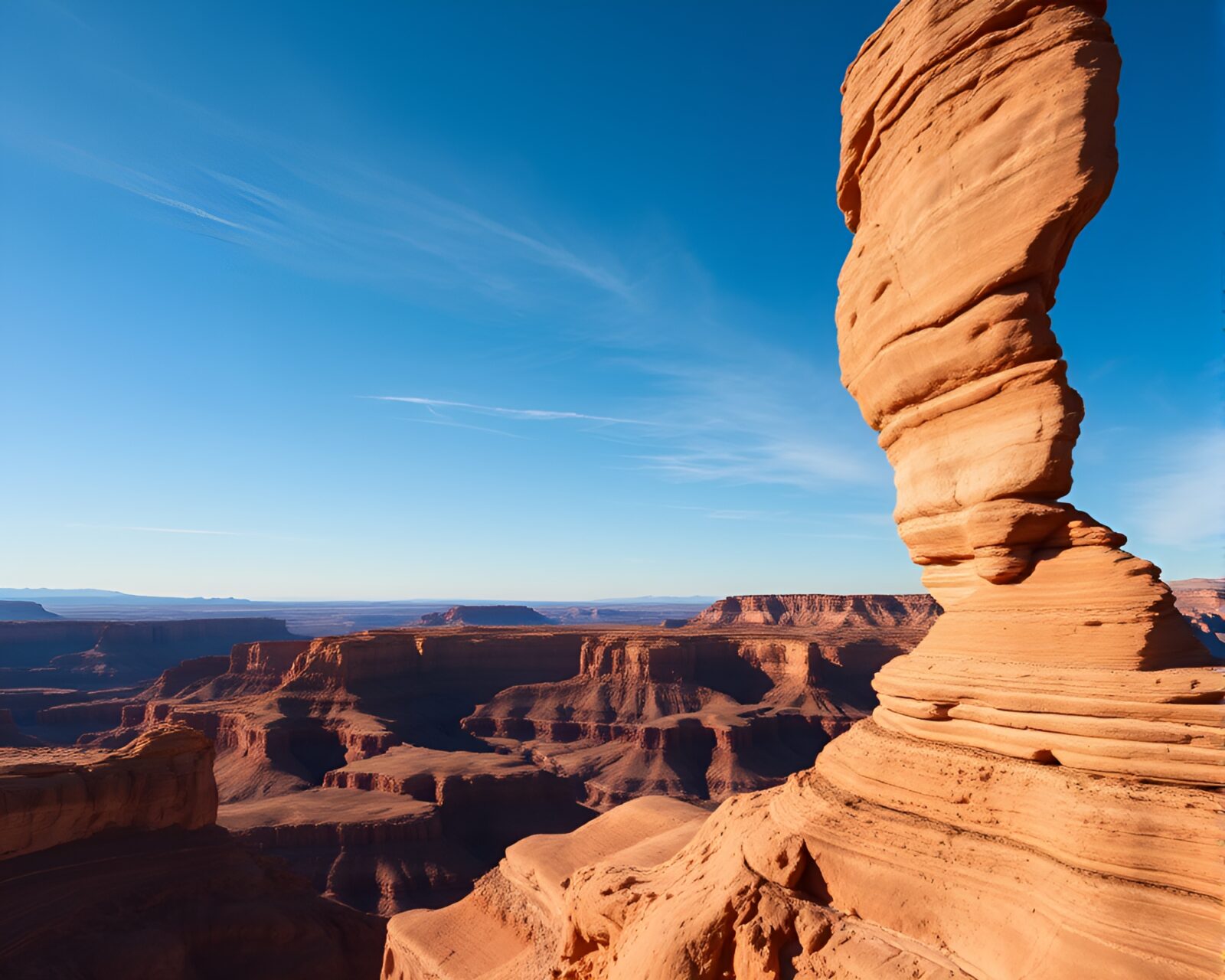 Serene black rock canyon with timeless essence under sky