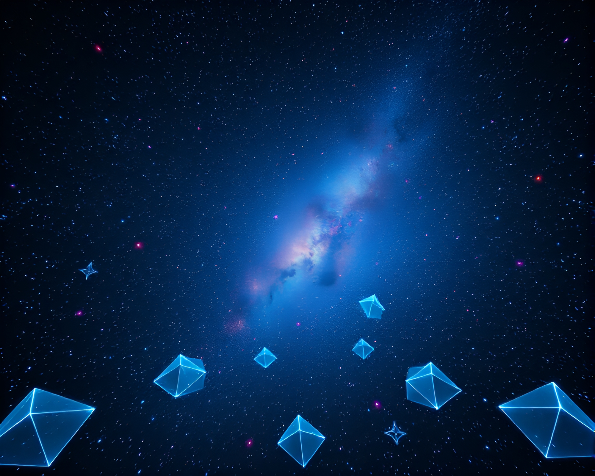 Infinite Bioluminescent Starfield in Cubism Style Amazes Viewers – free AI stock image
