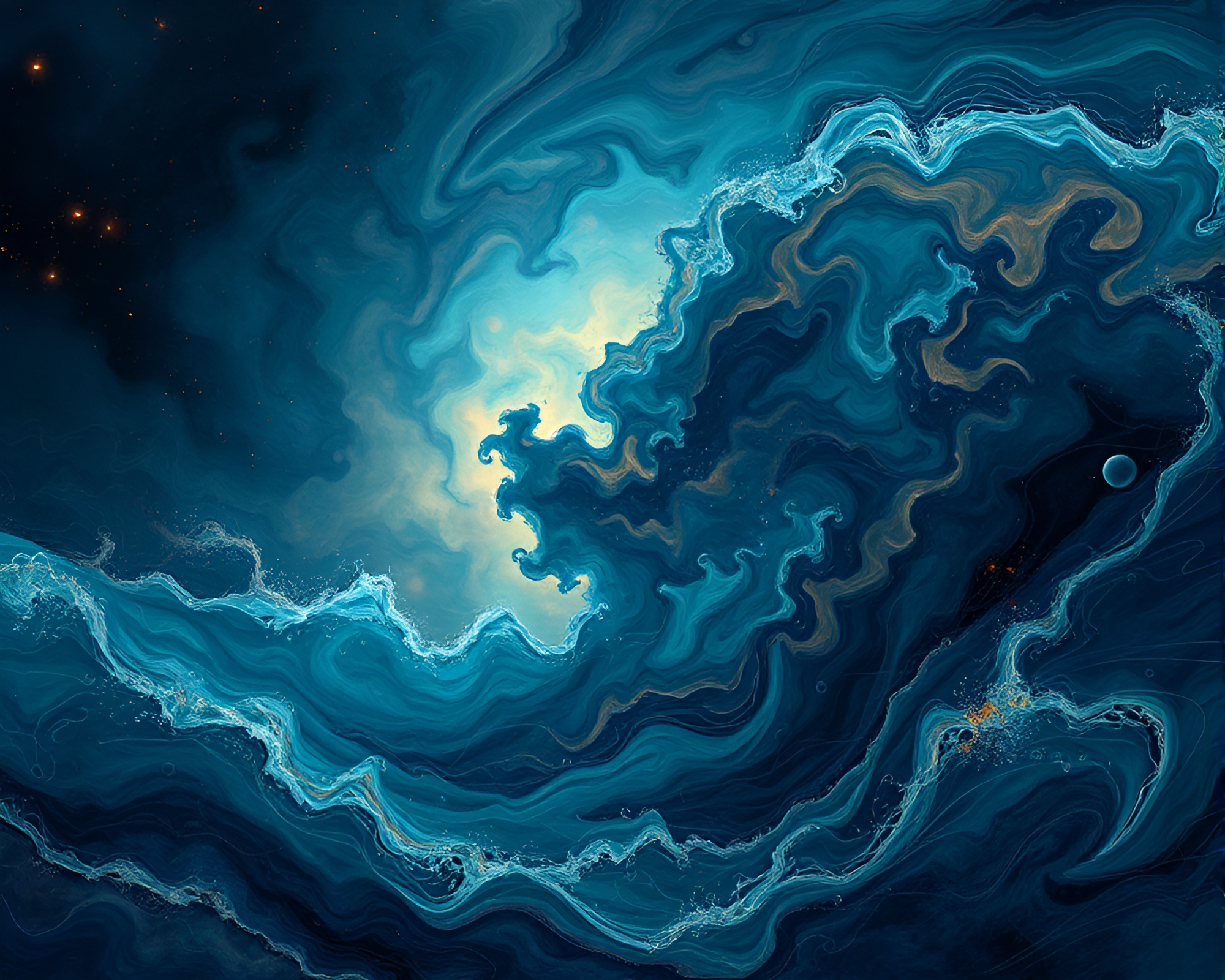Mesmerizing Cosmic Ocean: Abstract and Mysterious Digital Painting – free AI stock image