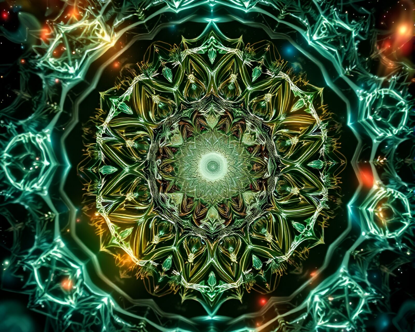 Intricately detailed fractal art blending with ethereal elements