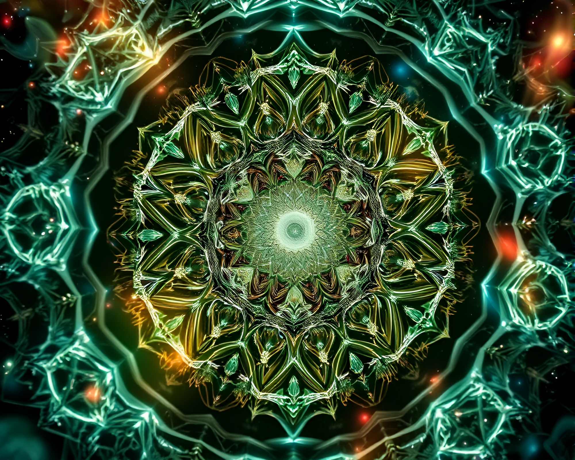 Mesmerizing Fractal Geometry Design with Ethereal Elements – free AI stock image