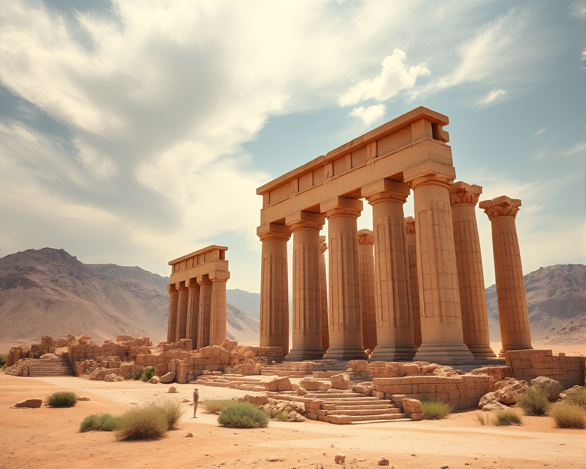 Ancient Monolithic Ruins in Desolate Wasteland – free AI stock image