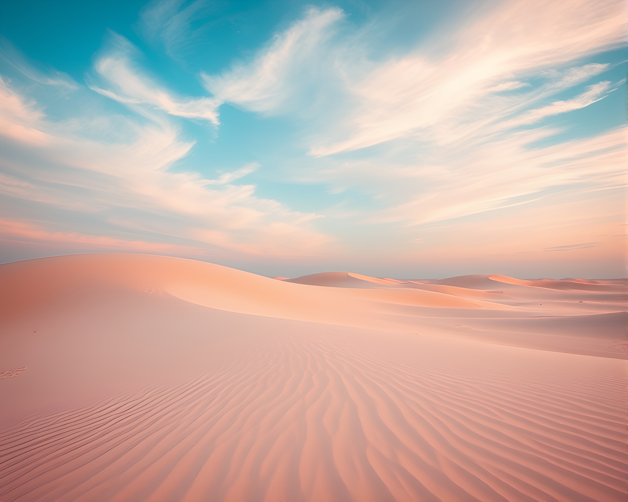 Tranquil Coral Sand Dunes Against Watercolor Sky – free AI stock image