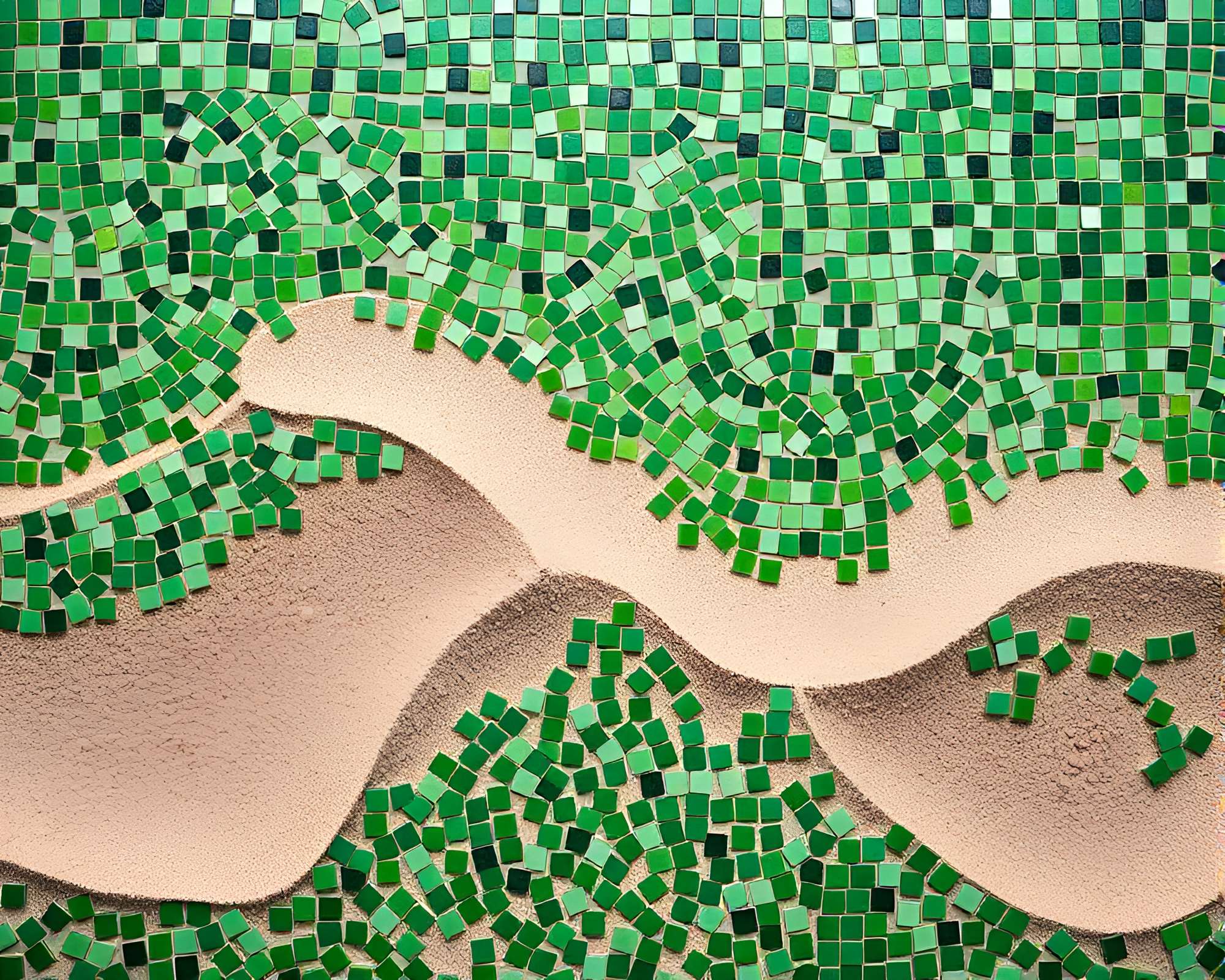 Harmonious Mosaic Tile and Coral Sand Dunes Landscape – free AI stock image