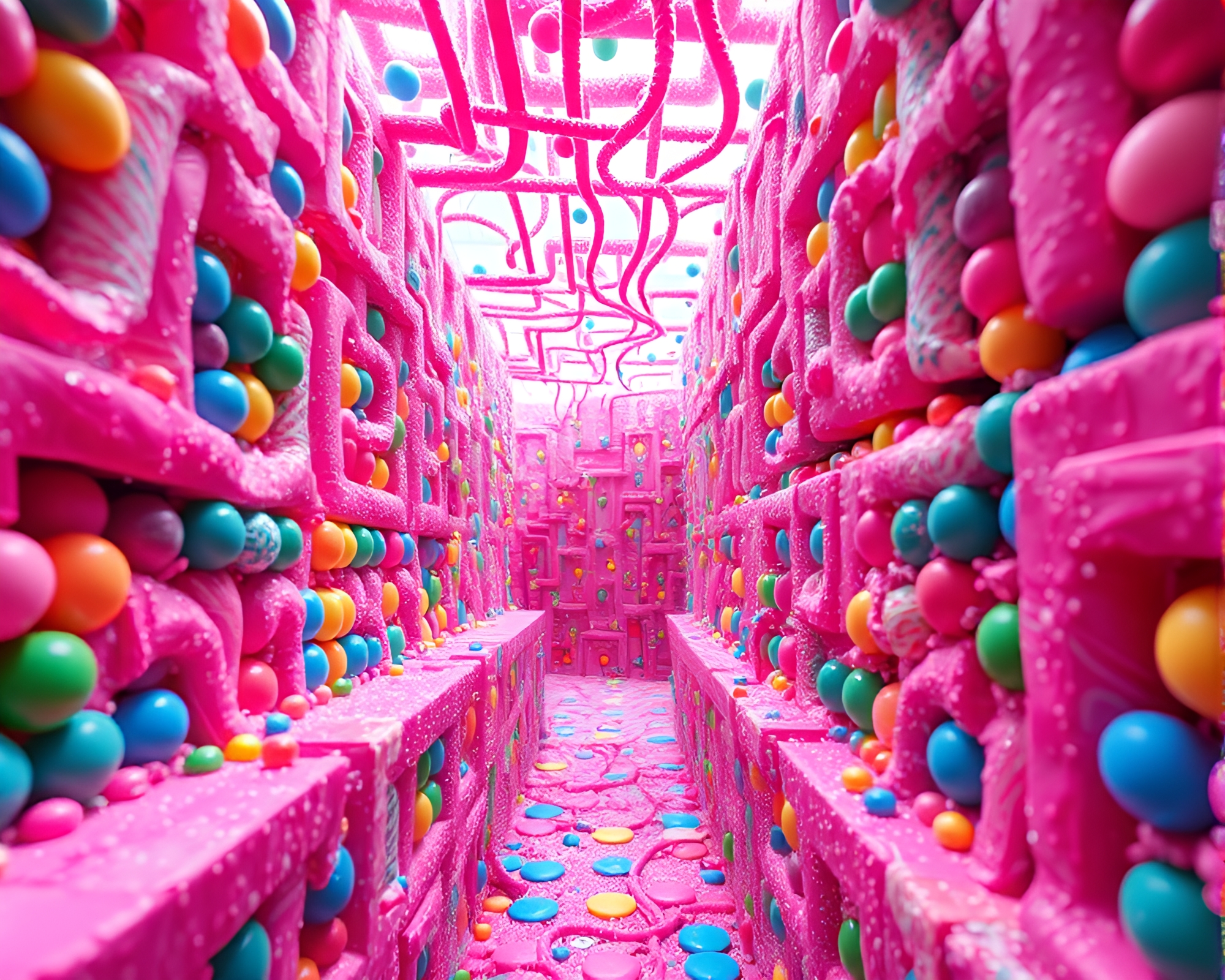 Dynamic Candy-Colored Maze: A Vibrant Journey – free AI stock image