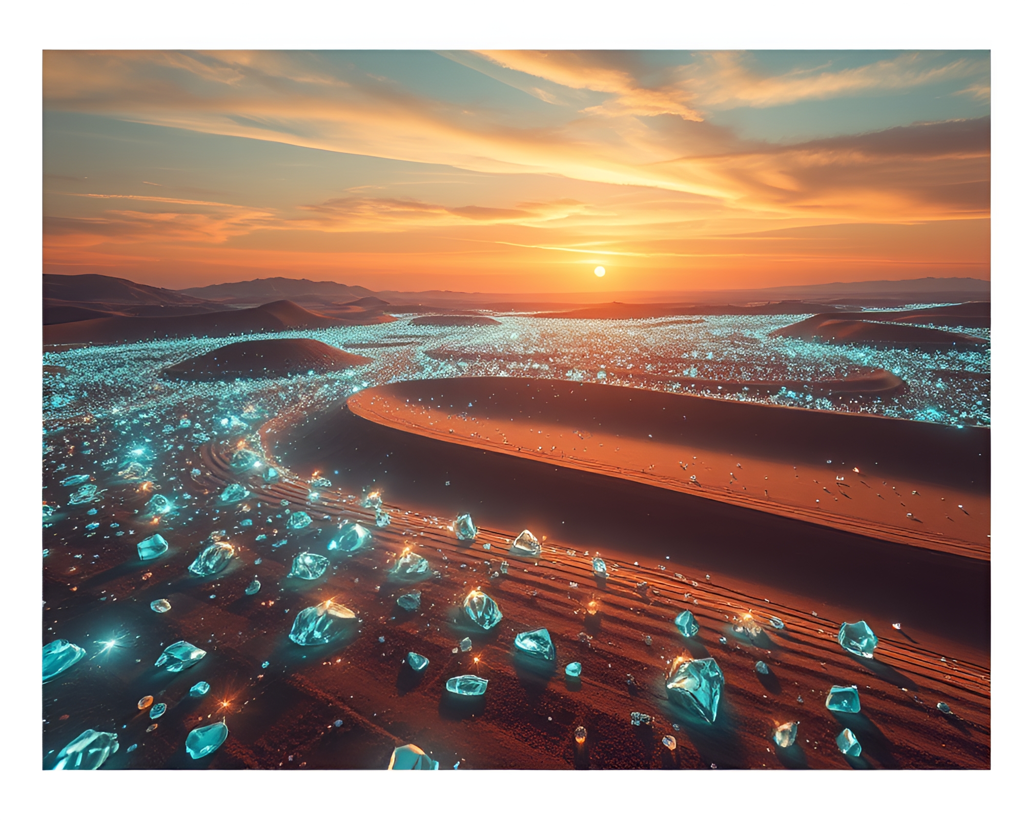 Gleaming Glass Shards Transform Desolate Desert Into Artistic Masterpiece – free AI stock image