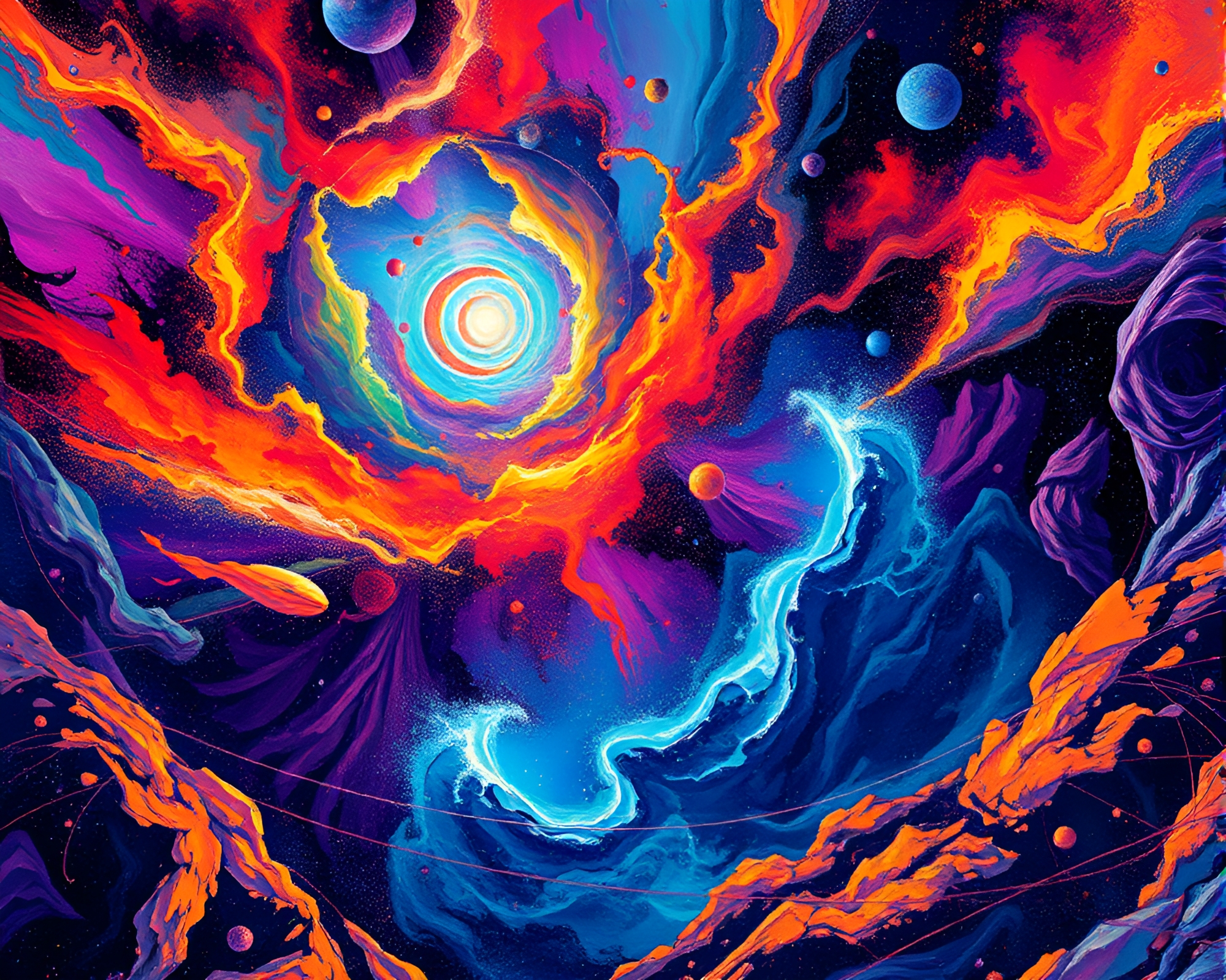 Vibrant Cosmic Tapestry of Abstract Art – free AI stock image