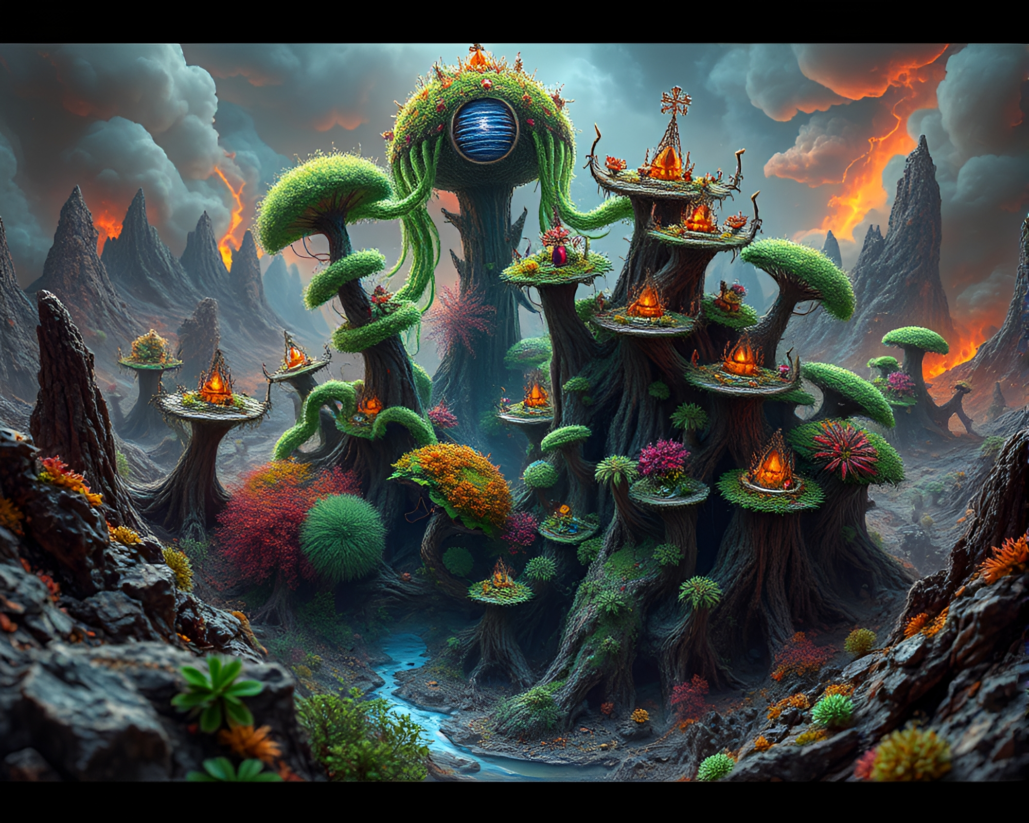 Mesmerizing Fractal Jungle in Apocalyptic Macro Photography – free AI stock image
