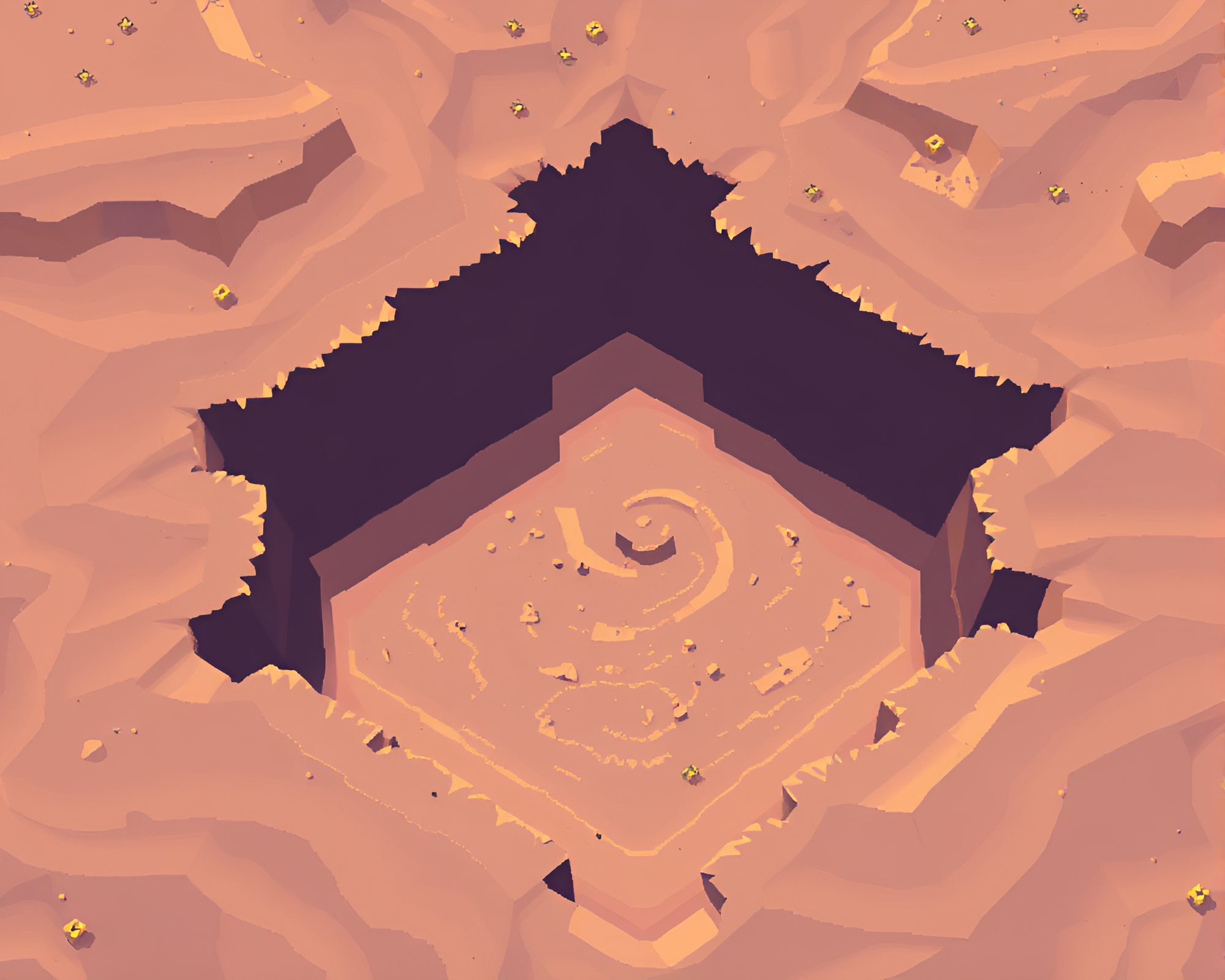 Pixel Art Maze in Metallic Sand Desert – free AI stock image