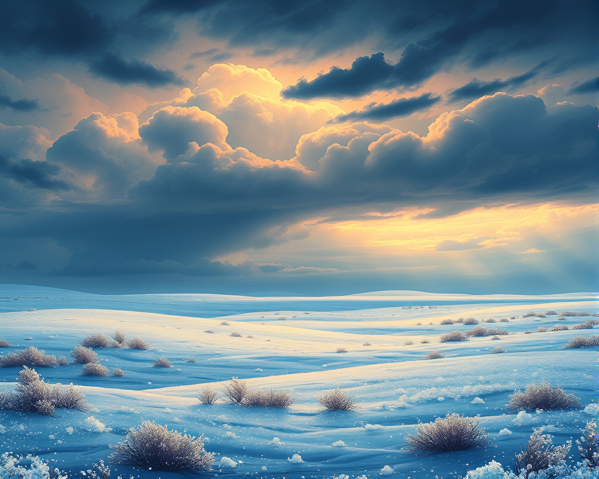 Glittering Frost Plains under Oppressive Sky Vector Illustration – free AI stock image