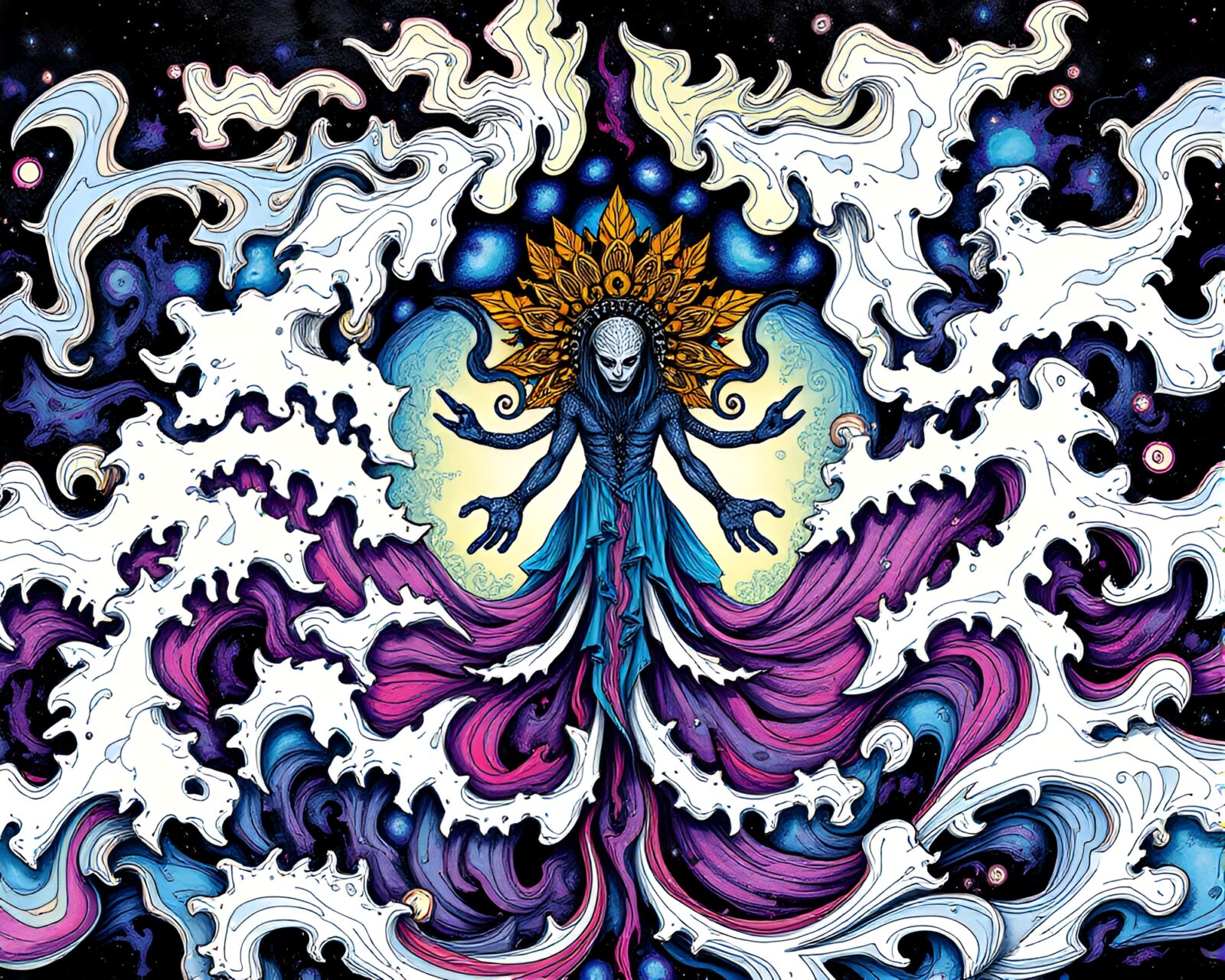 Detailed and vibrant illustration of an ancient cosmic entity