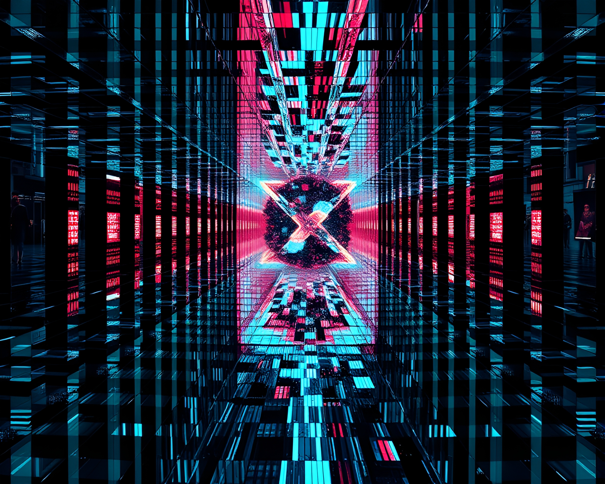 Mesmerizing Mirror Labyrinth Reflecting Surreal Glitch Art – free AI stock image