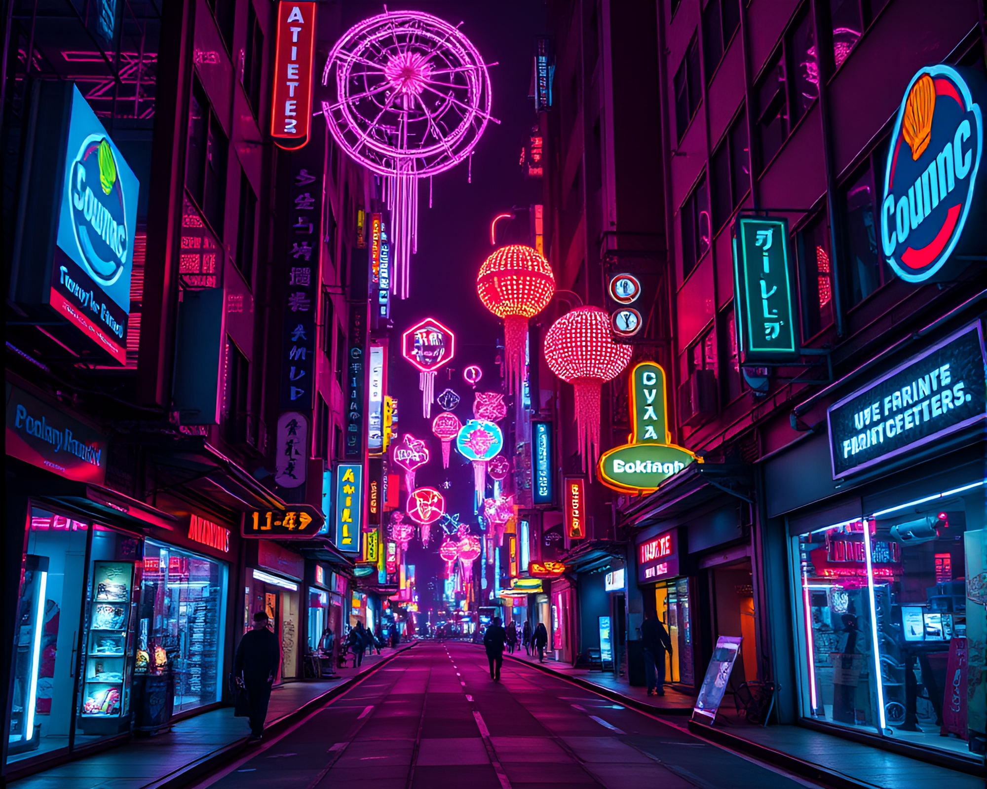 Futuristic City Street Night Time-Lapse with Neon Lights – free AI stock image