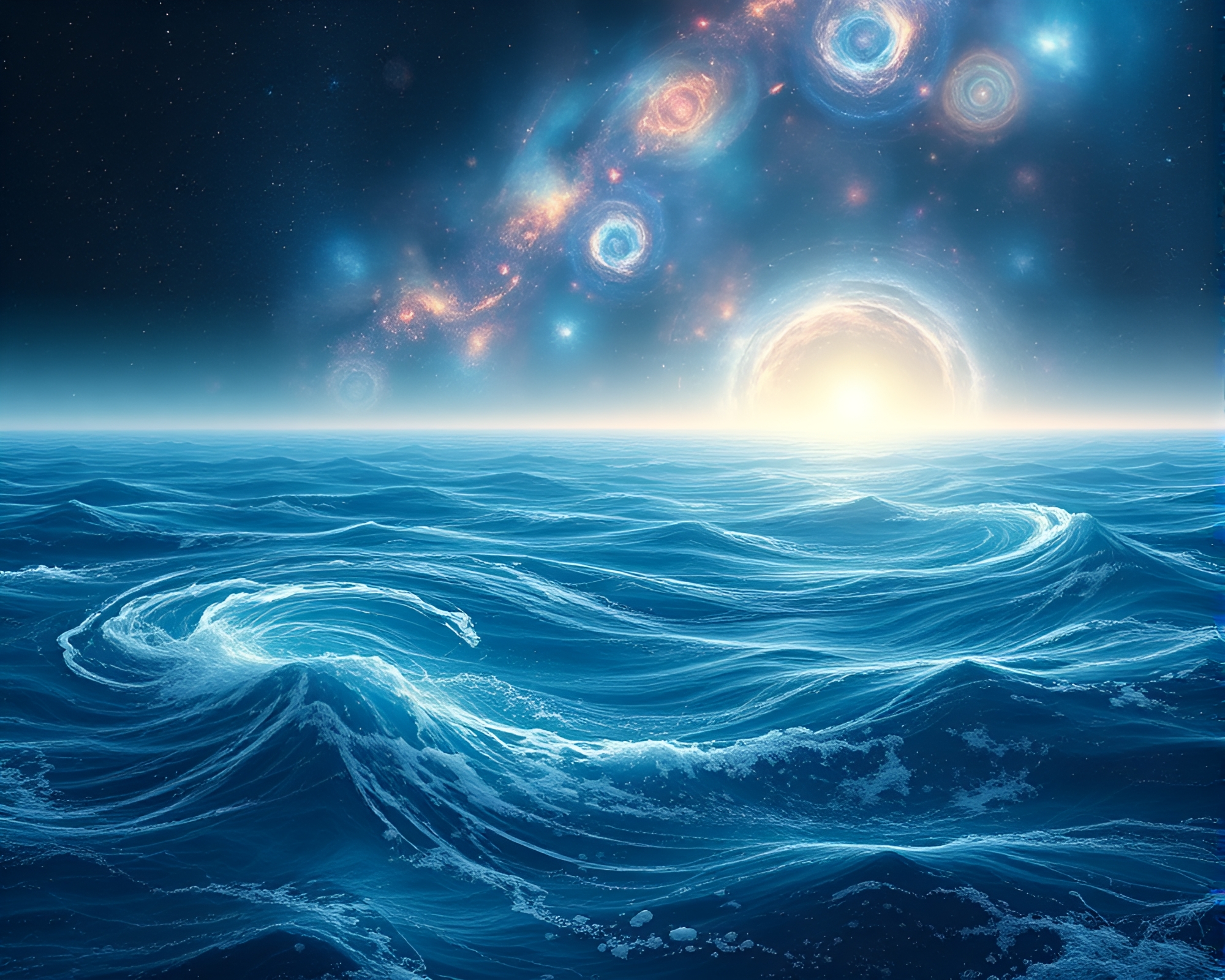 Vibrant Cosmic Ocean Capturing Tranquil Abstract Beauty – free AI stock image