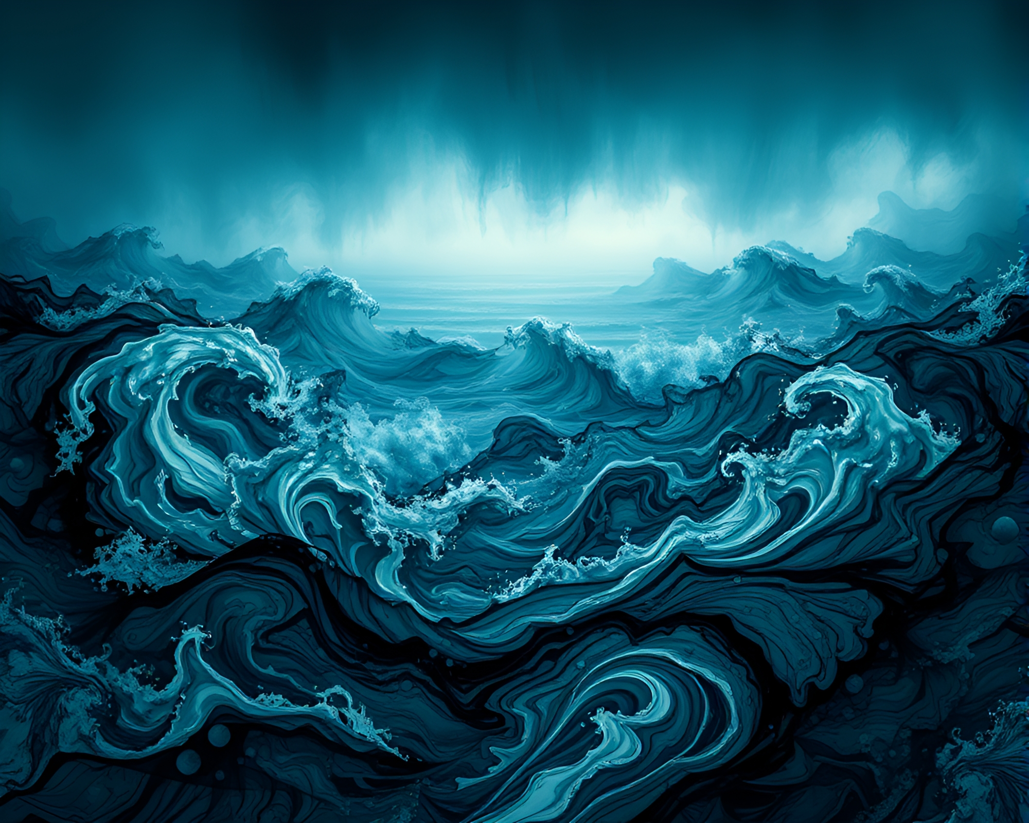 Enigmatic Ink Ocean with Dynamic Patterns – free AI stock image