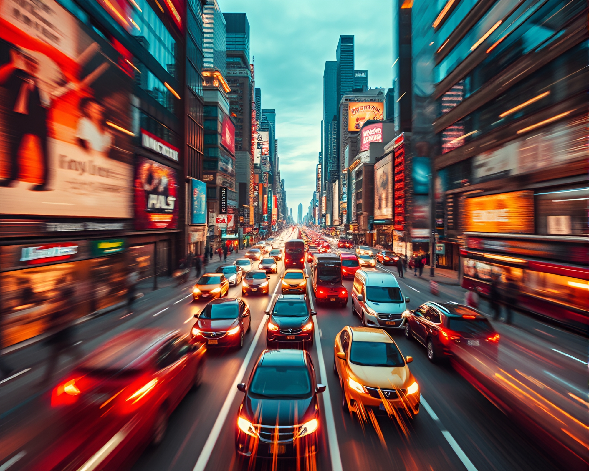 Dynamic city streets kinetic photomontage collage time-lapse – free AI stock image