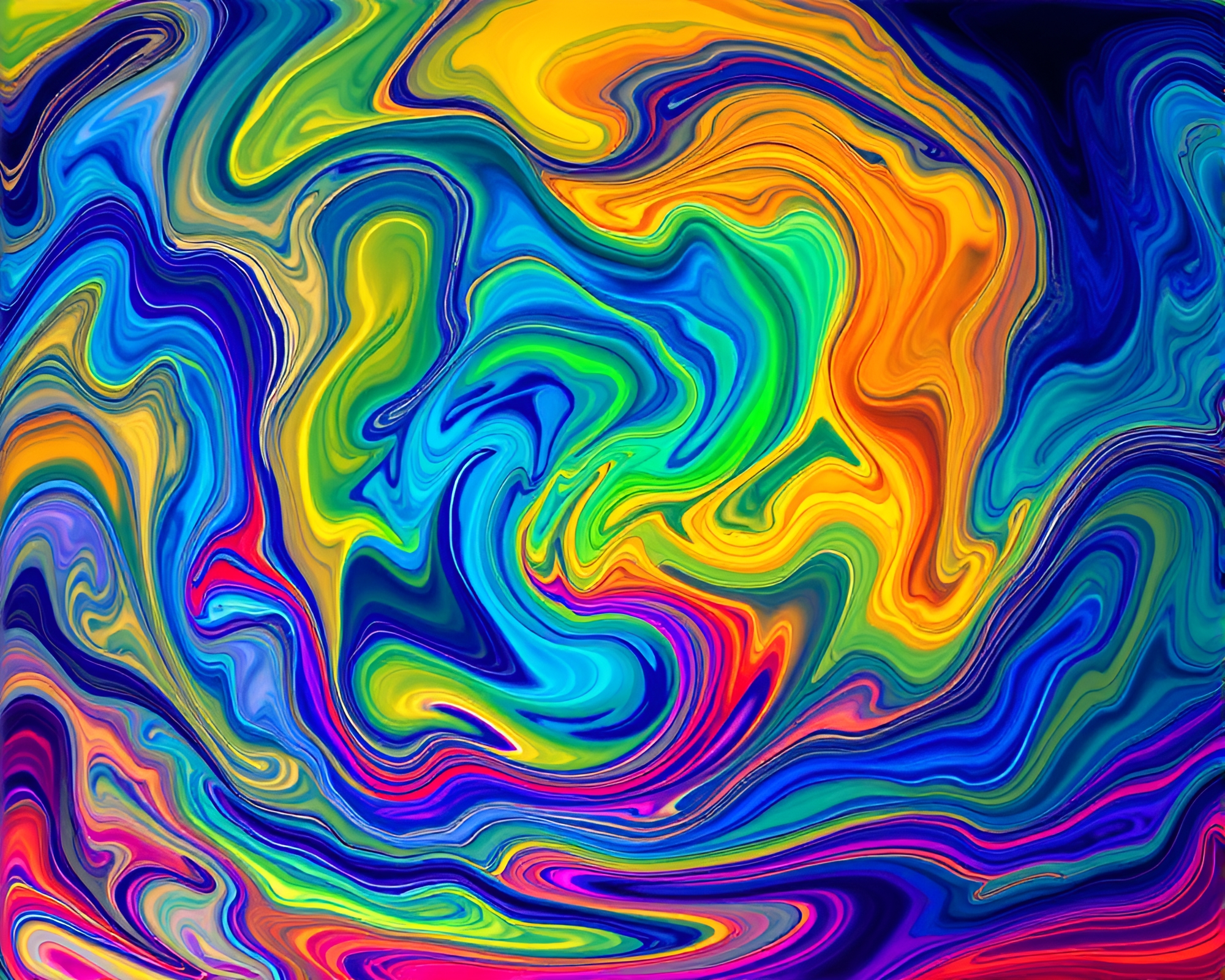 Abstract Ocean of Ink: Mesmerizing Colorful Swirls Artwork – free AI stock image