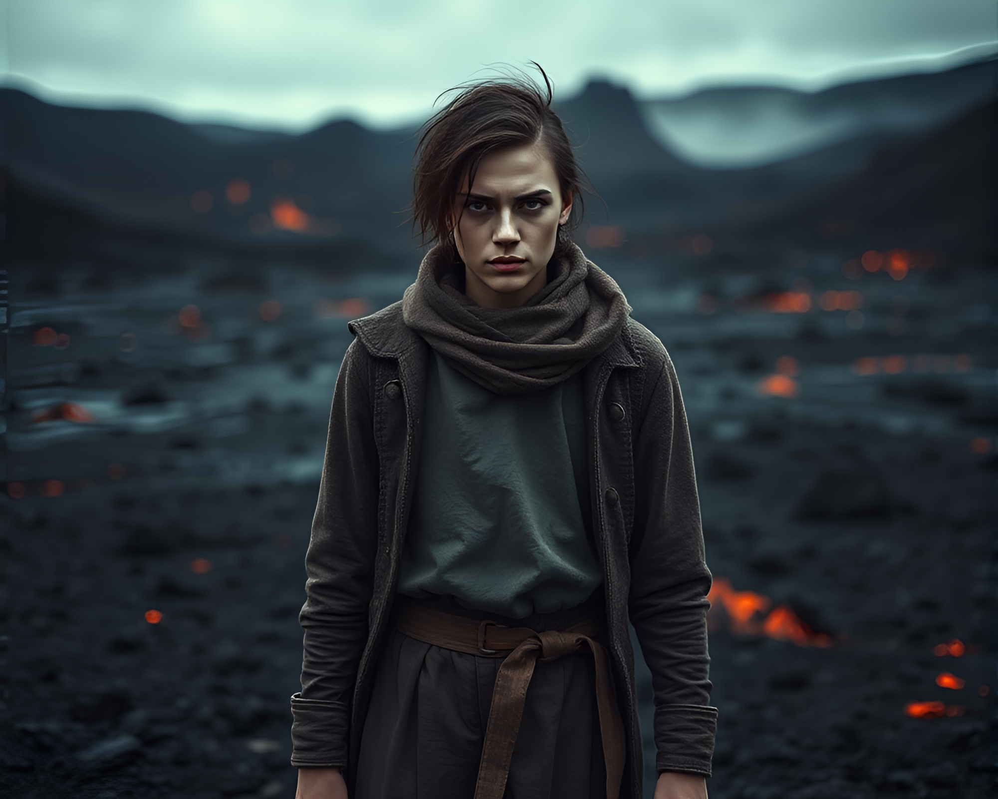 Solitary Figure Amidst Desolate Volcanic Glass Plains – free AI stock image