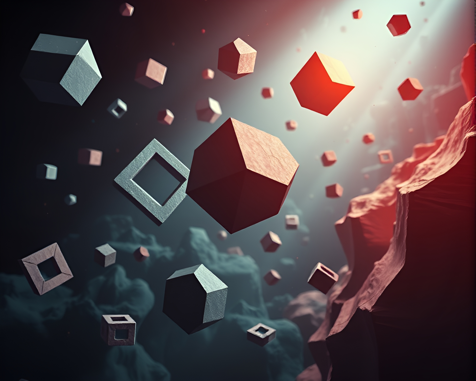 Mesmerizing Noir Geometric Shapes Puzzle – free AI stock image