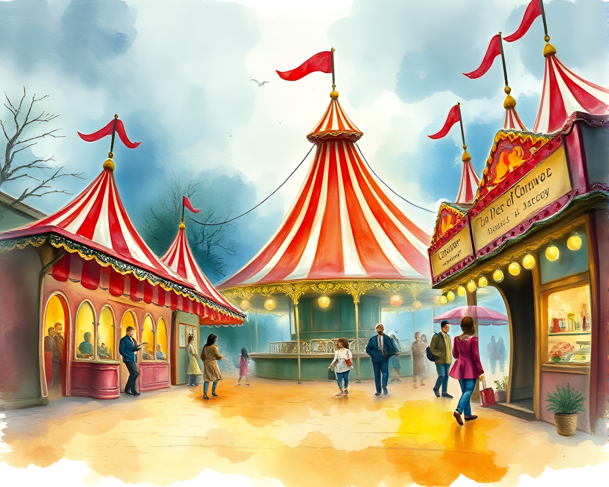 Spectral Carnival with Rustic Charm Watercolor Splash Art – free AI stock image