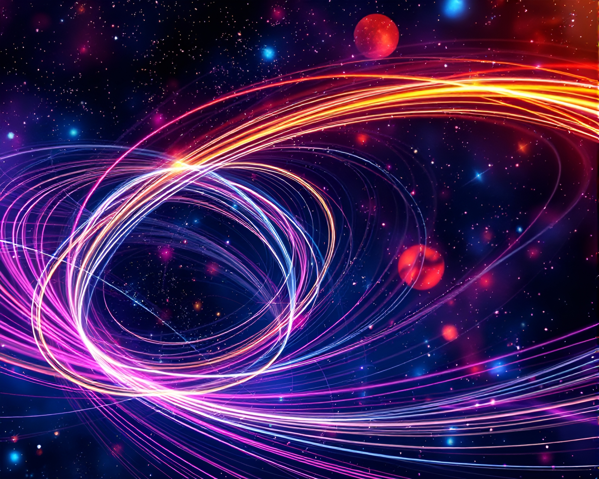 Dynamic Magnetic Field Lines Interacting with Cosmic Space – free AI stock image