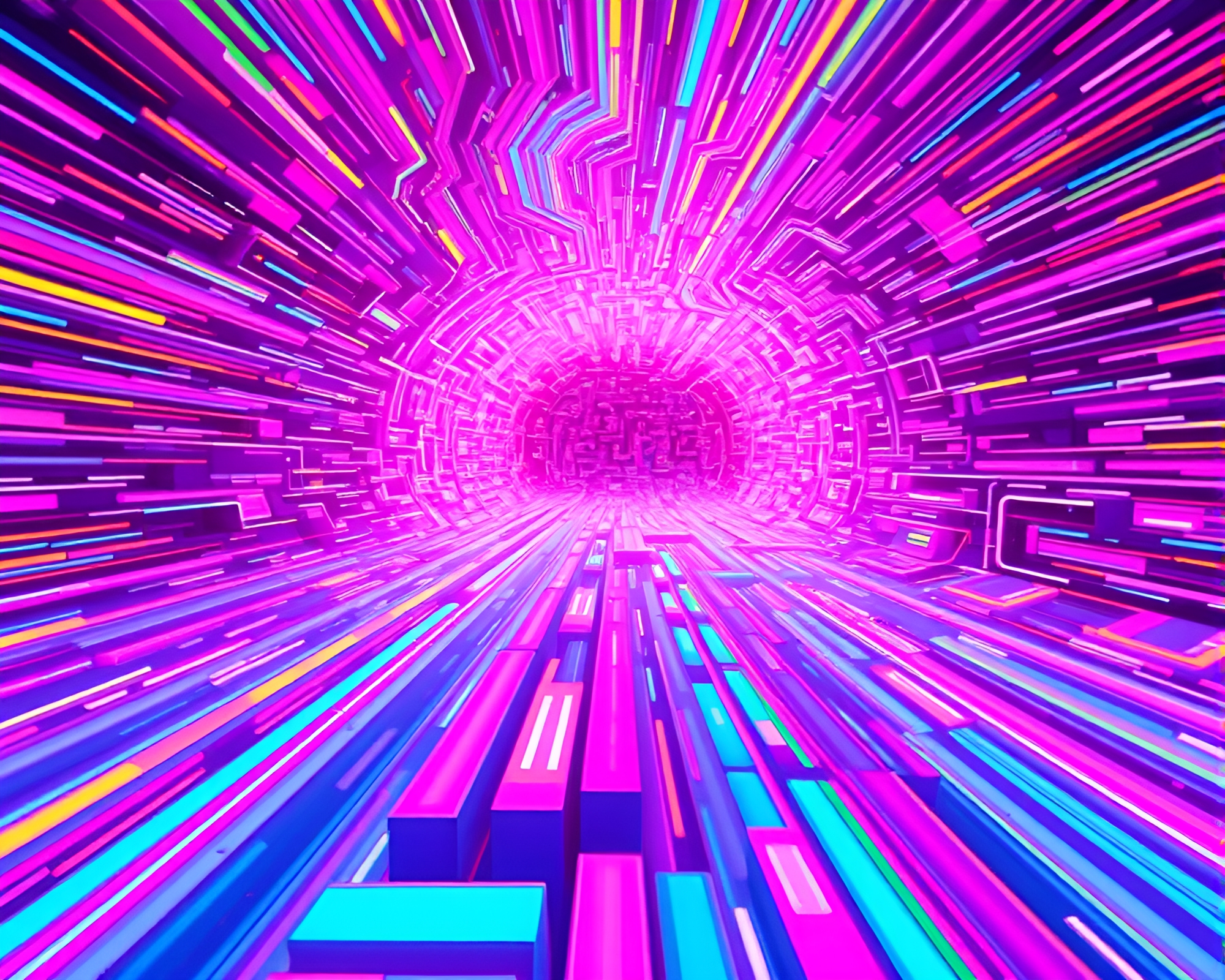 Vibrant 8-Bit Glitch Art in Candy-Colored Maze – free AI stock image