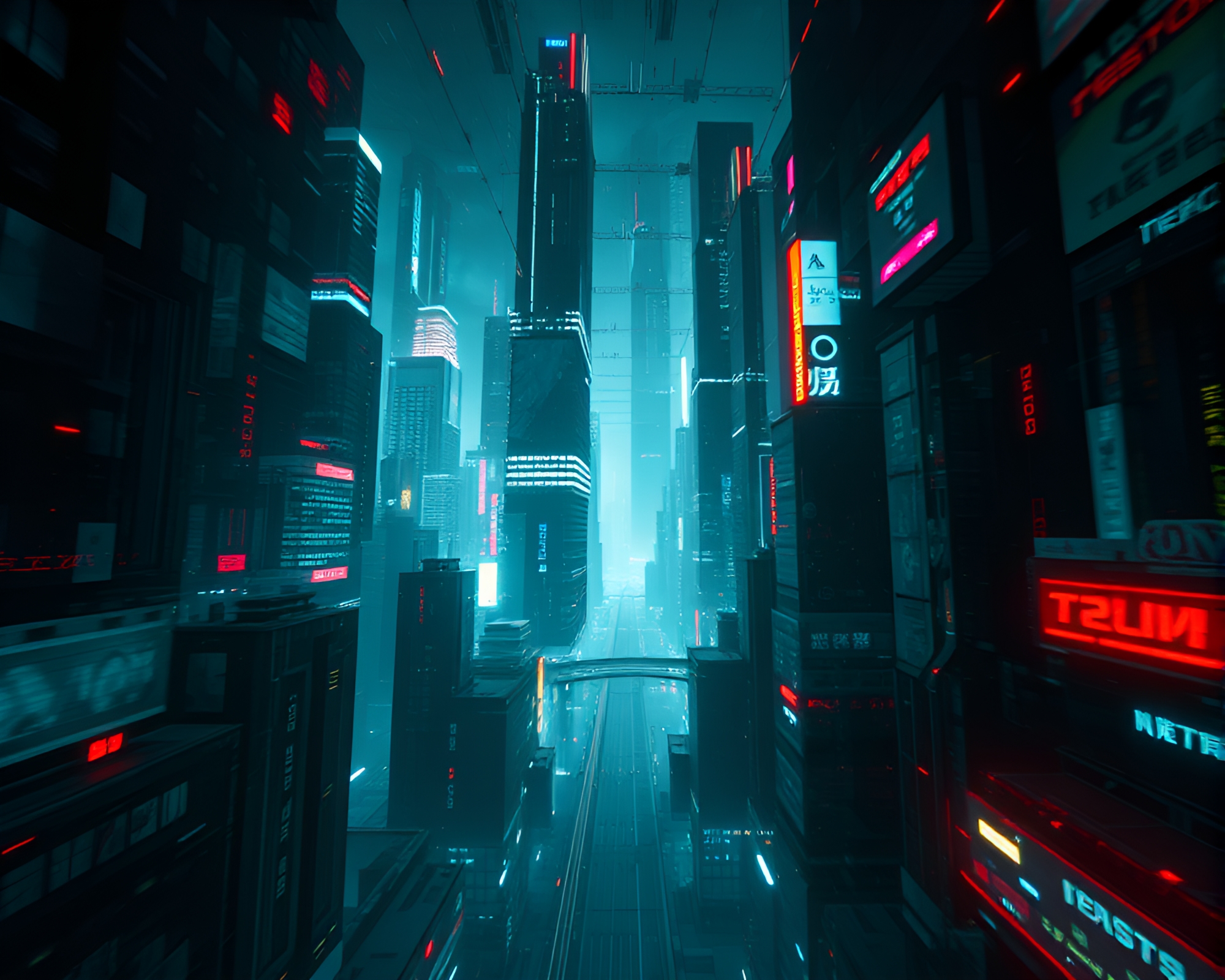 Futuristic Dystopian Cityscape with Abstract Reflections – free AI stock image