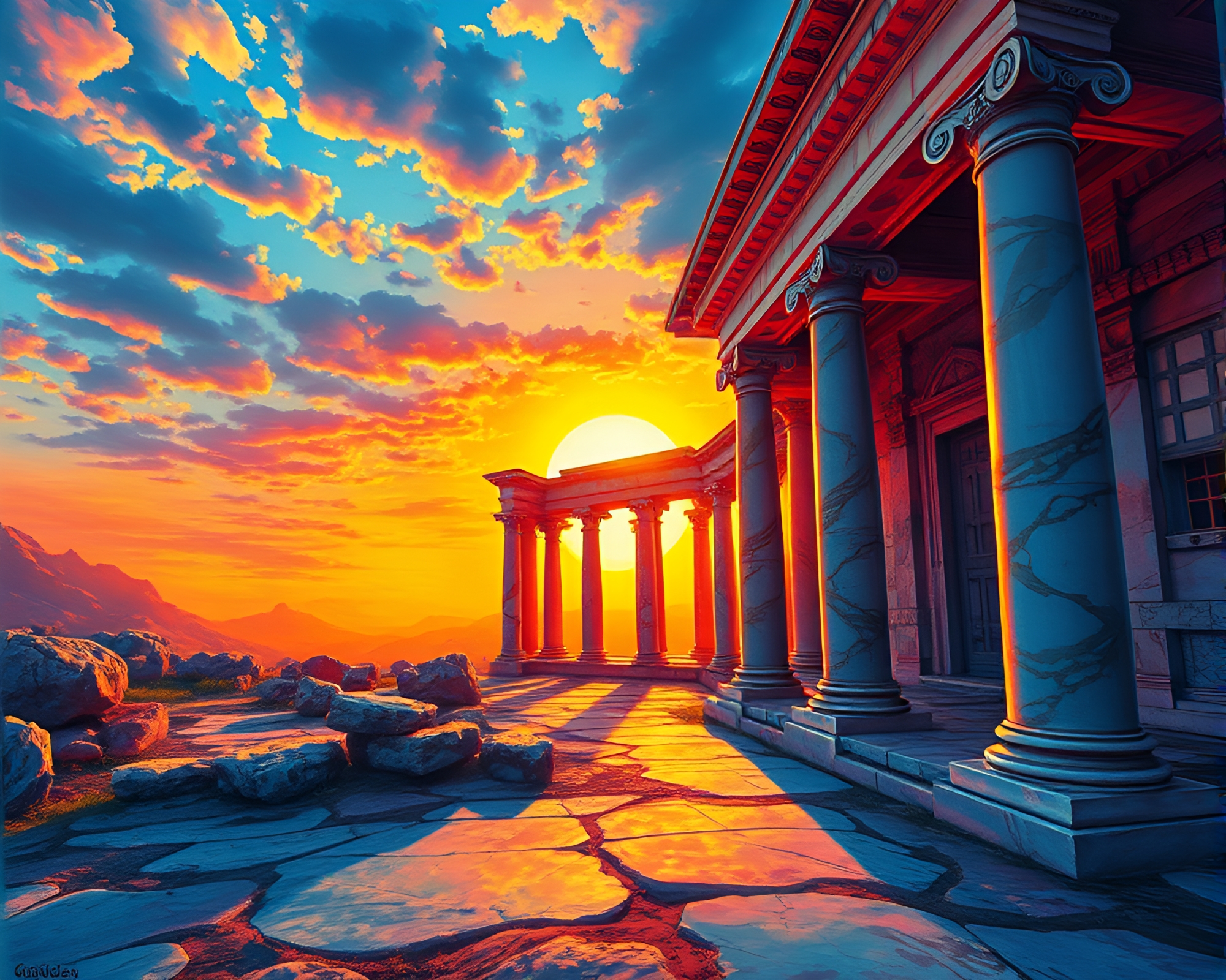 Surreal Beauty in Desolate Marble Palace Ruins – free AI stock image