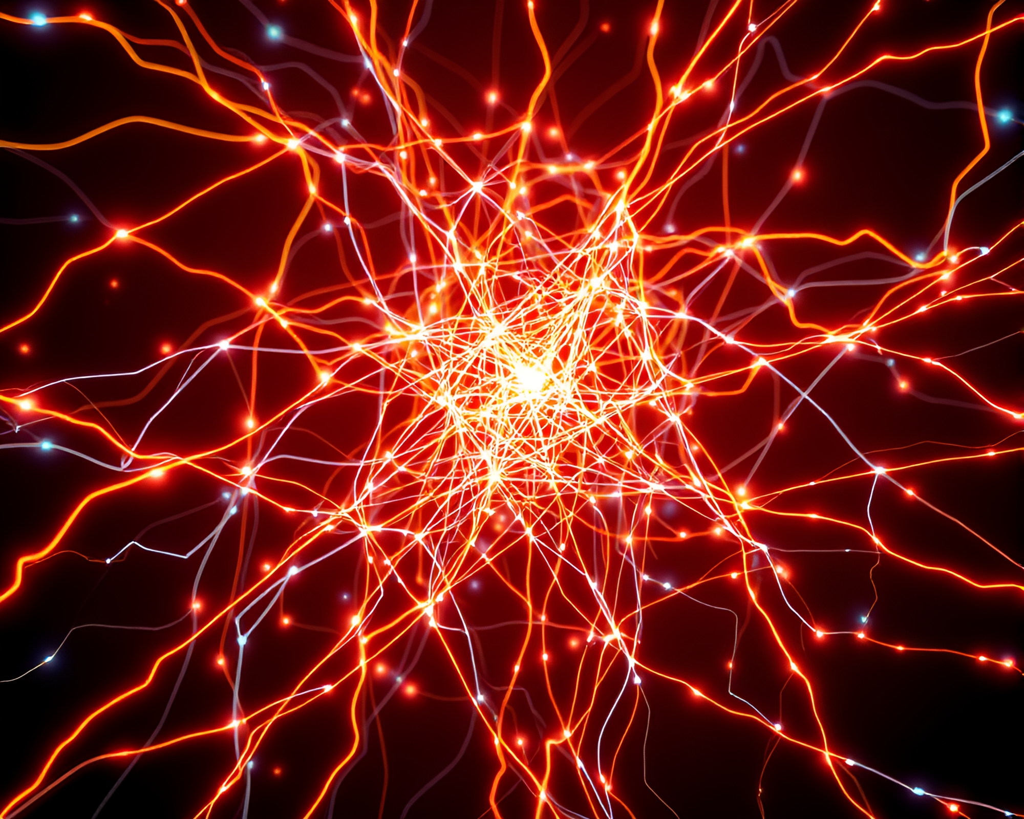 Enthralling Neon Web Illustrating Quantum Entanglement Theory – free AI stock image