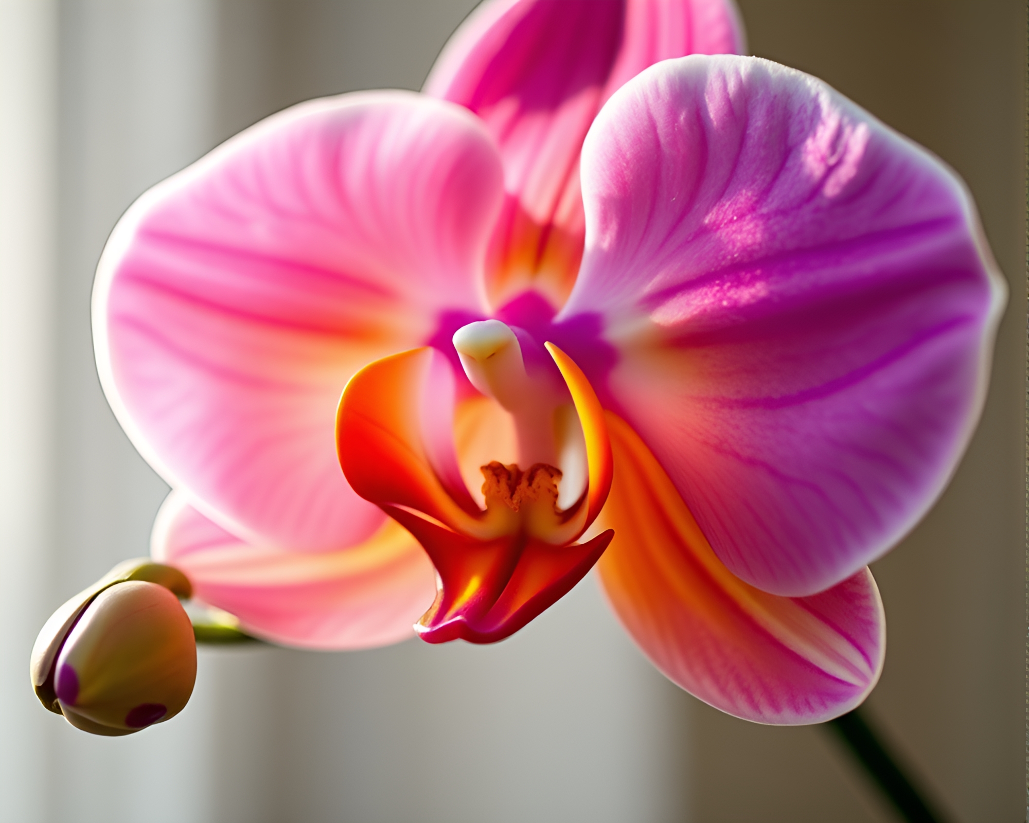Vibrant Orchid Portrait with Soft Feminine Lighting – free AI stock image