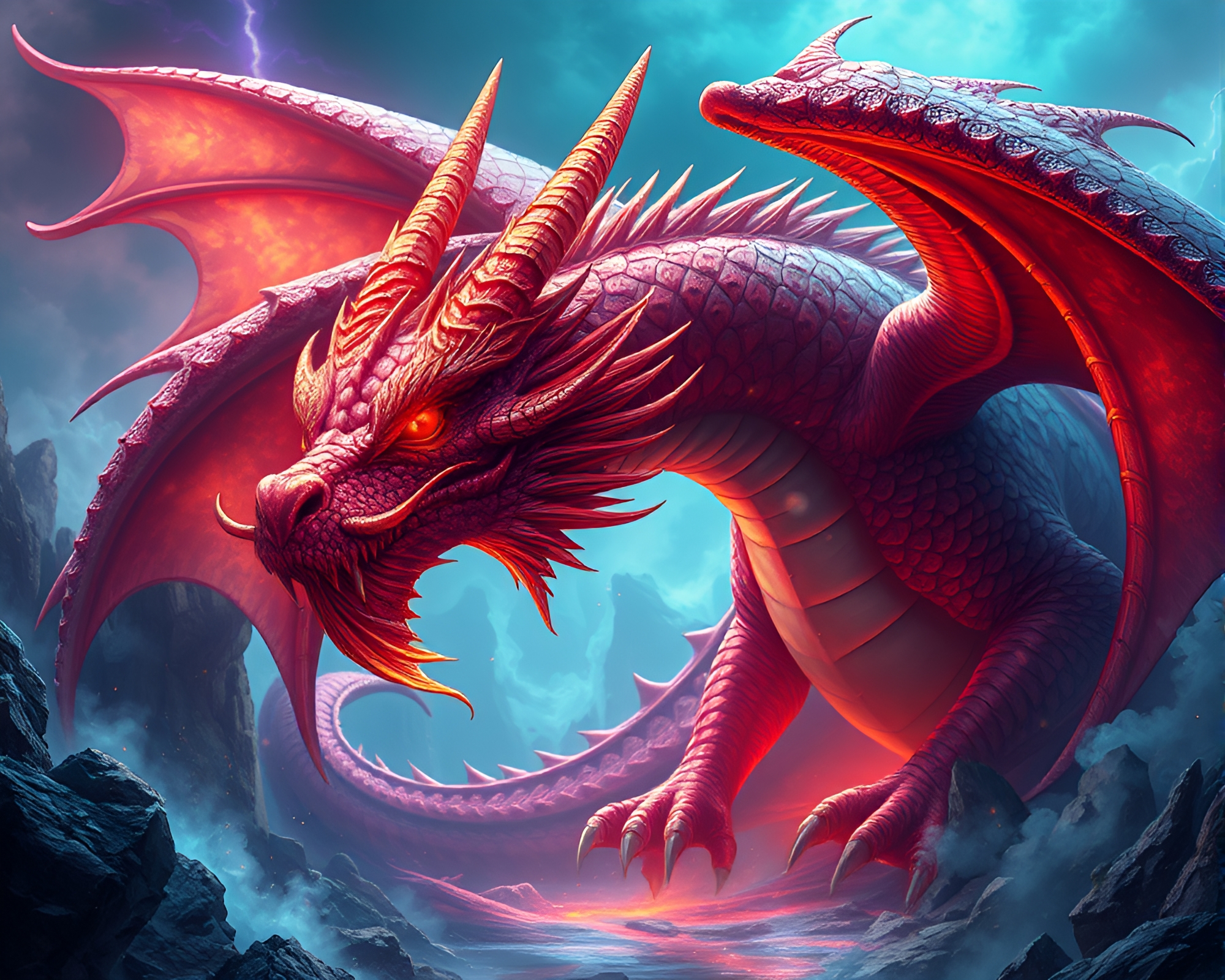 Majestic dragon in fantasy Style – free AI stock image