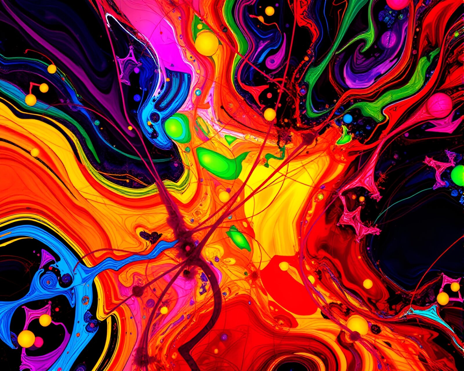 Colorful abstract painting in modern style with intricate patterns