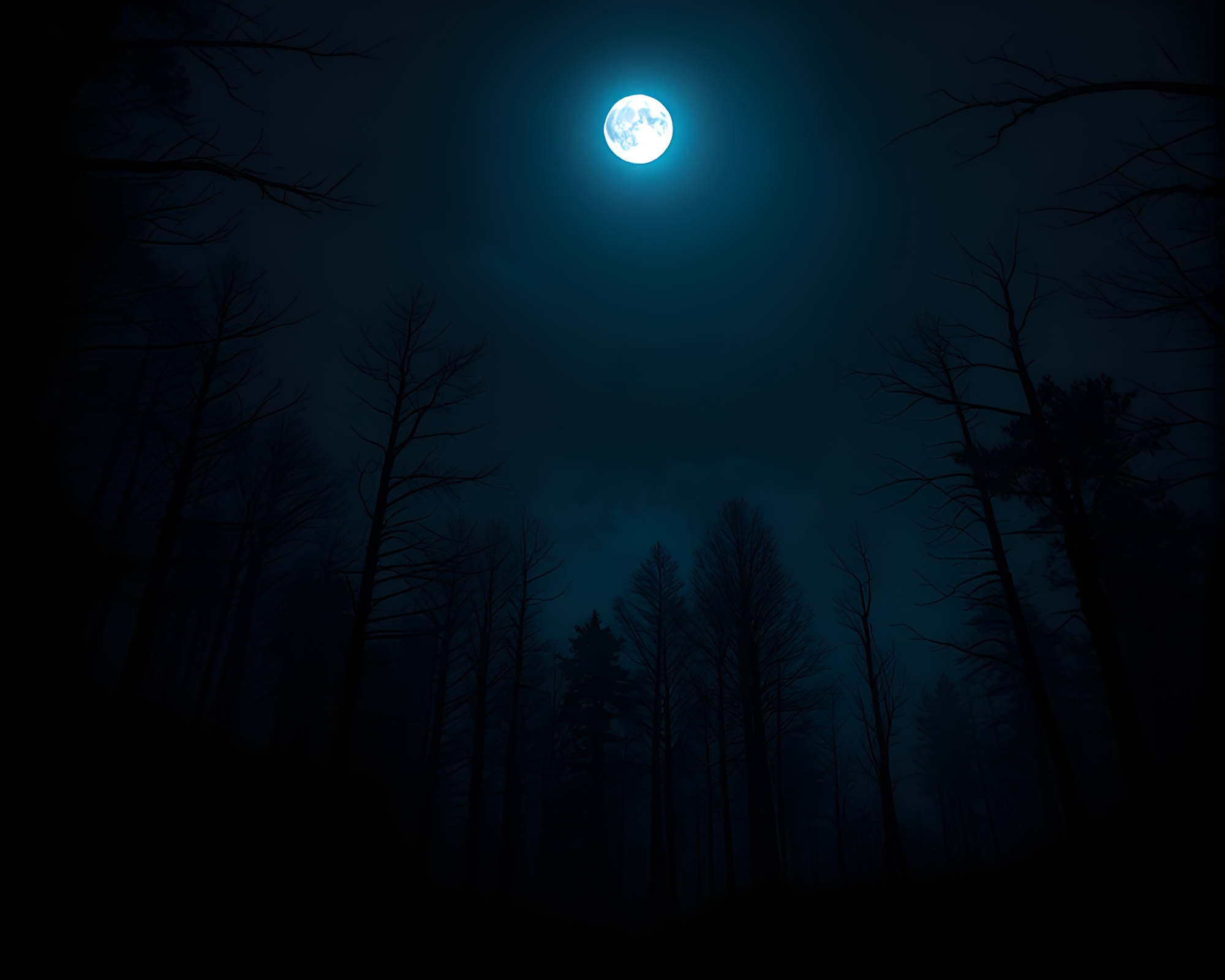 Dark Forest Landscape at Night – free AI stock image