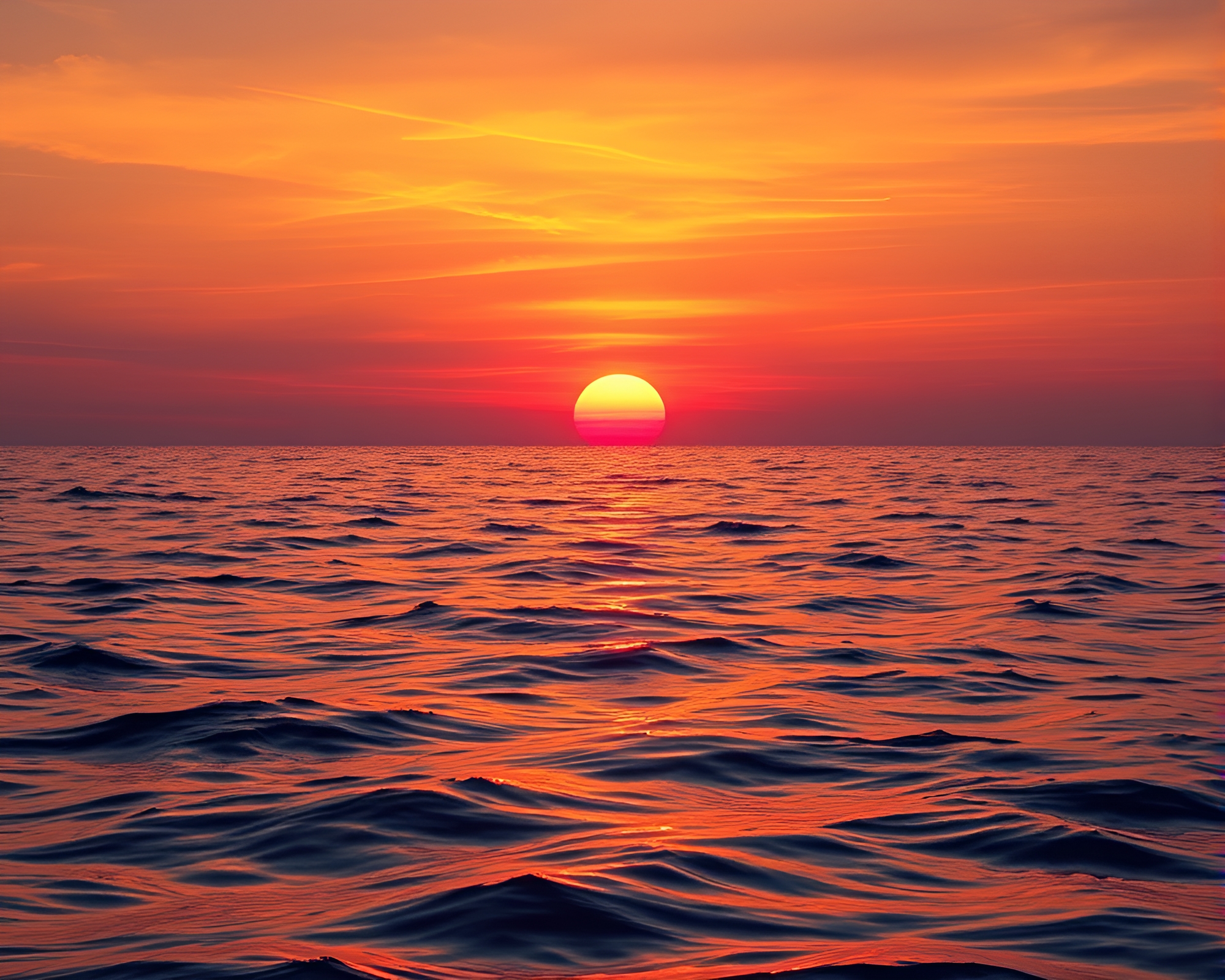 Vibrant Sunset Scene Over Calm Waters – free AI stock image