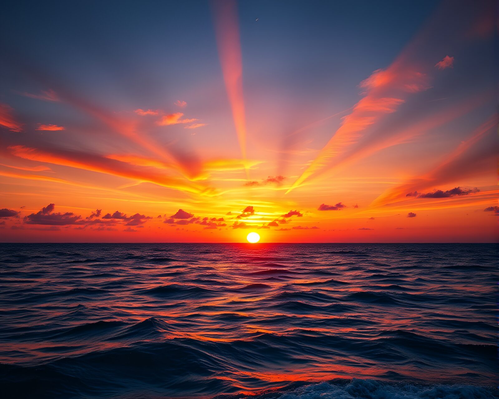 Beautiful orange and pink sunset reflecting on calm water