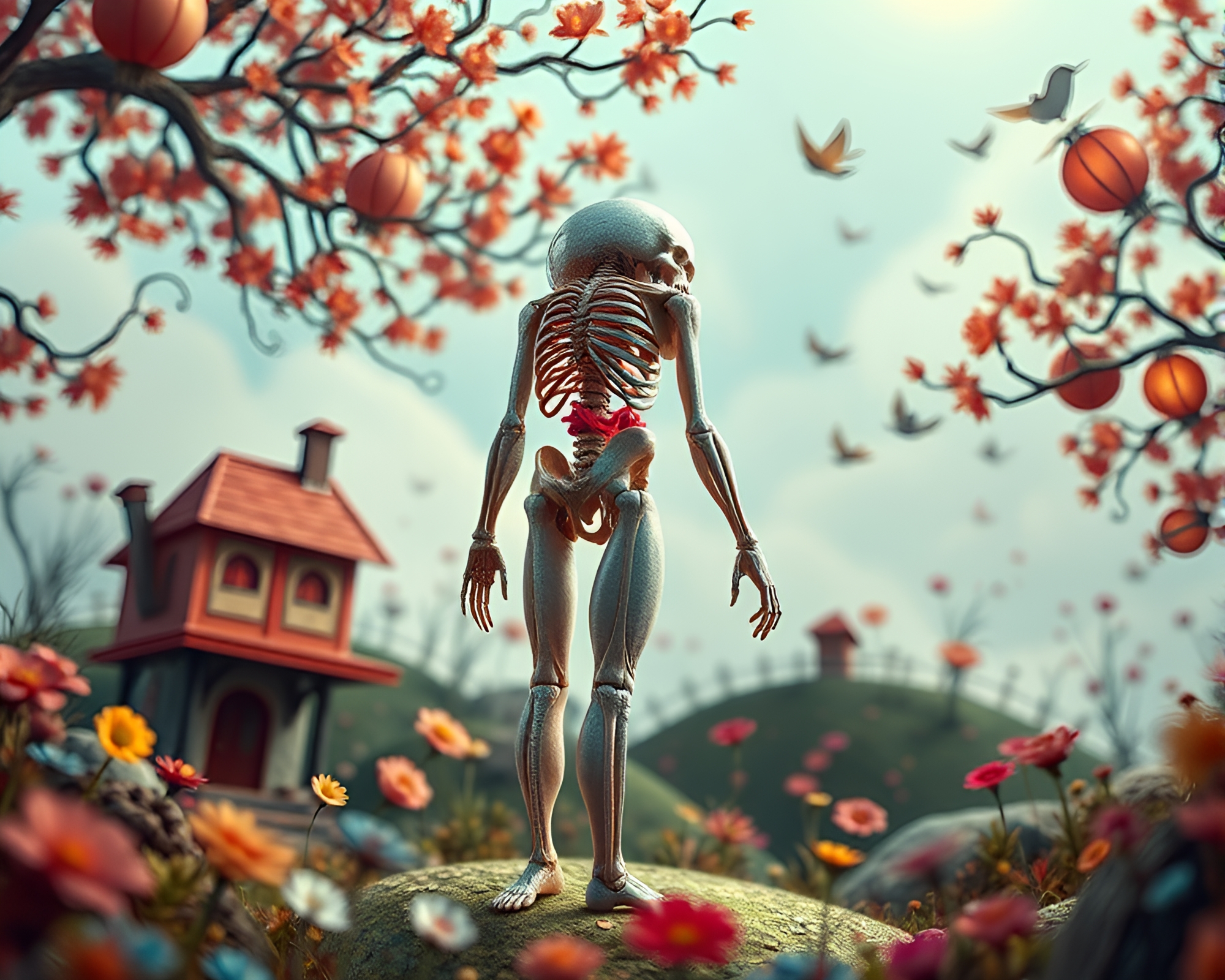 Vibrant Fantasy Illustration with Anatomy – free AI stock image