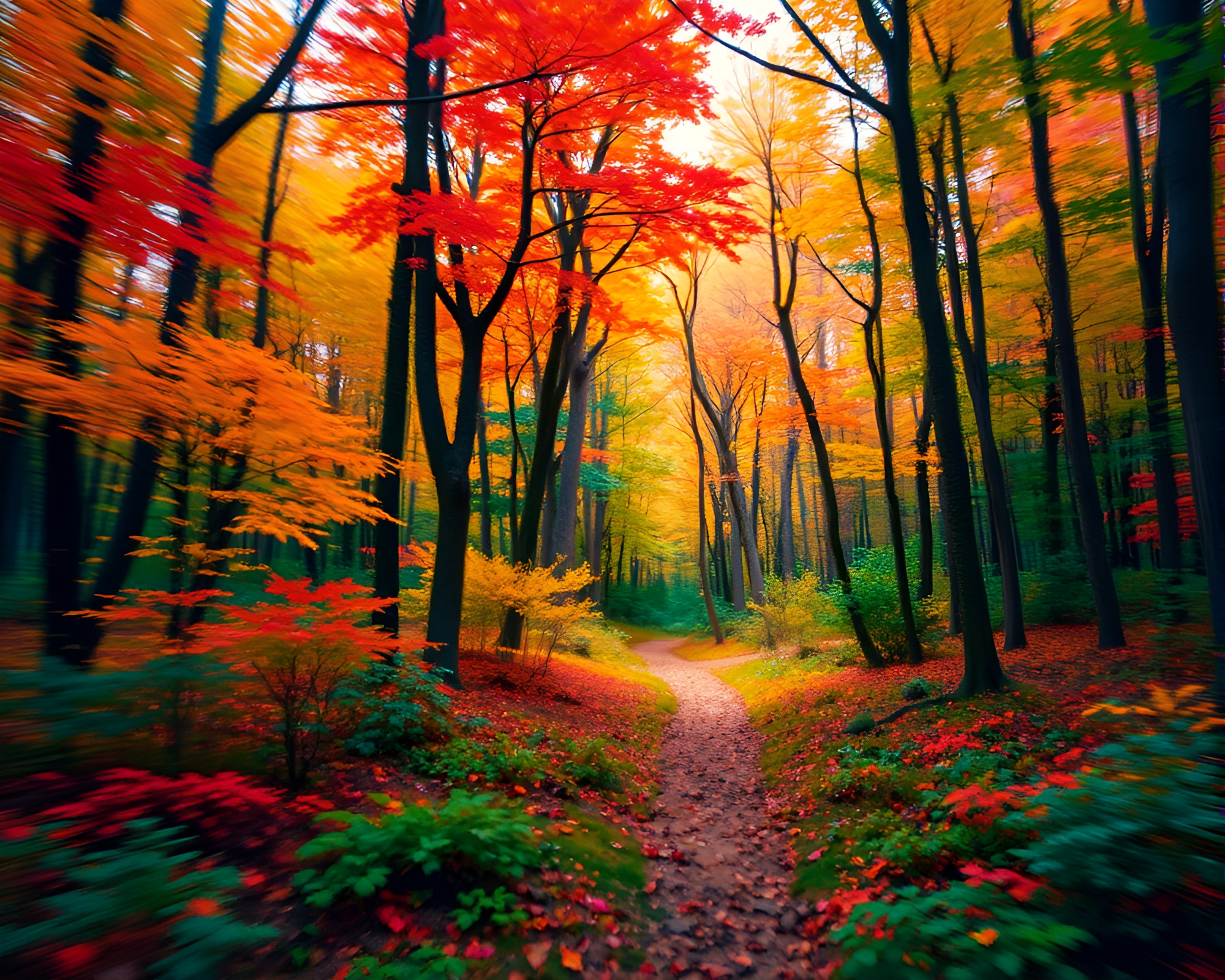Vibrant Forest with Abstract Elements – free AI stock image