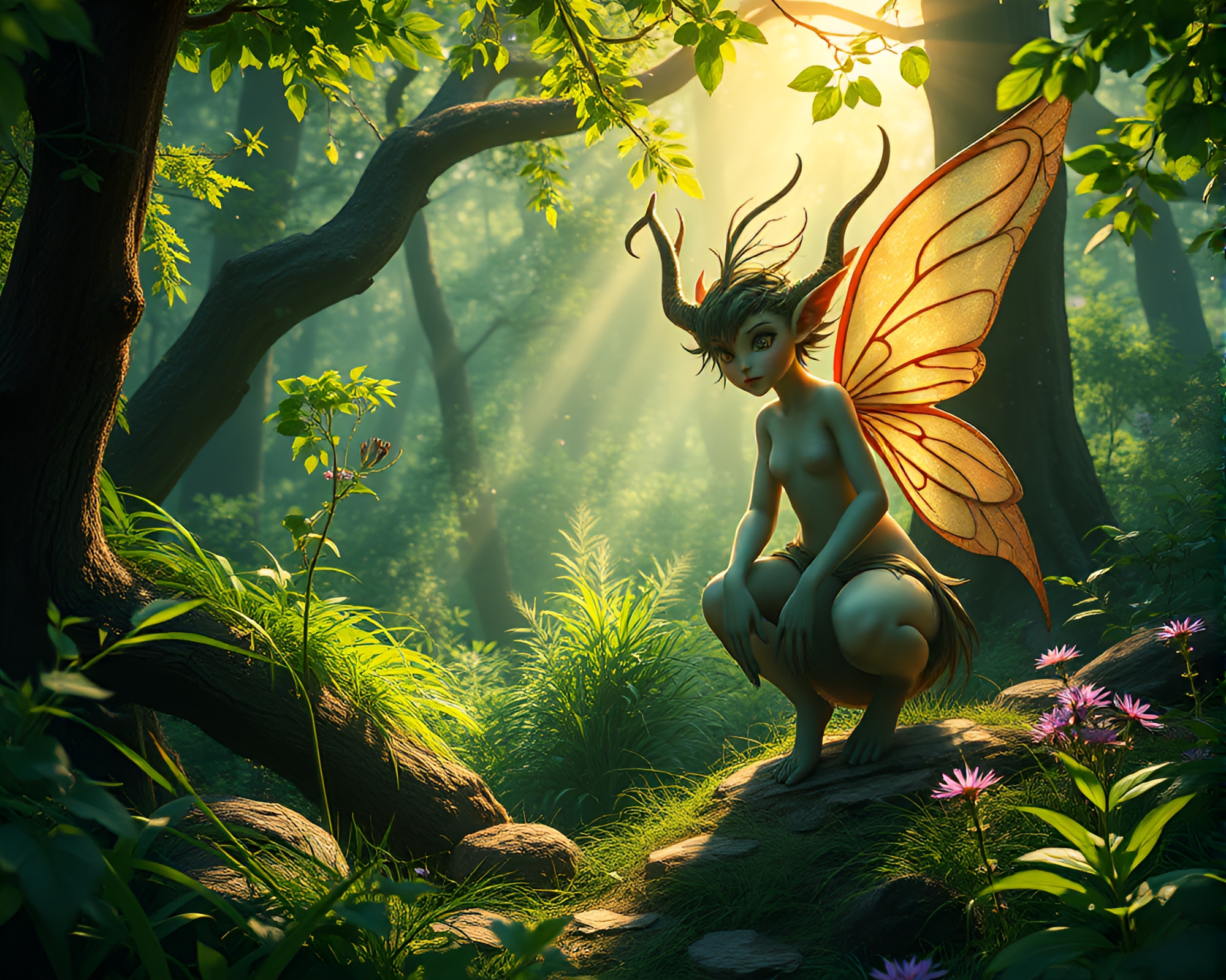 Mystical Forest Fairy Nymph in Enchanted Glade – free AI stock image
