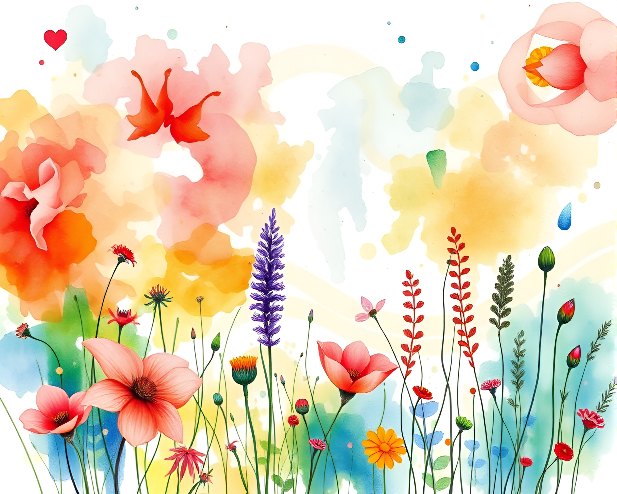 Vibrant Nature Artwork in Watercolor Style – free AI stock image