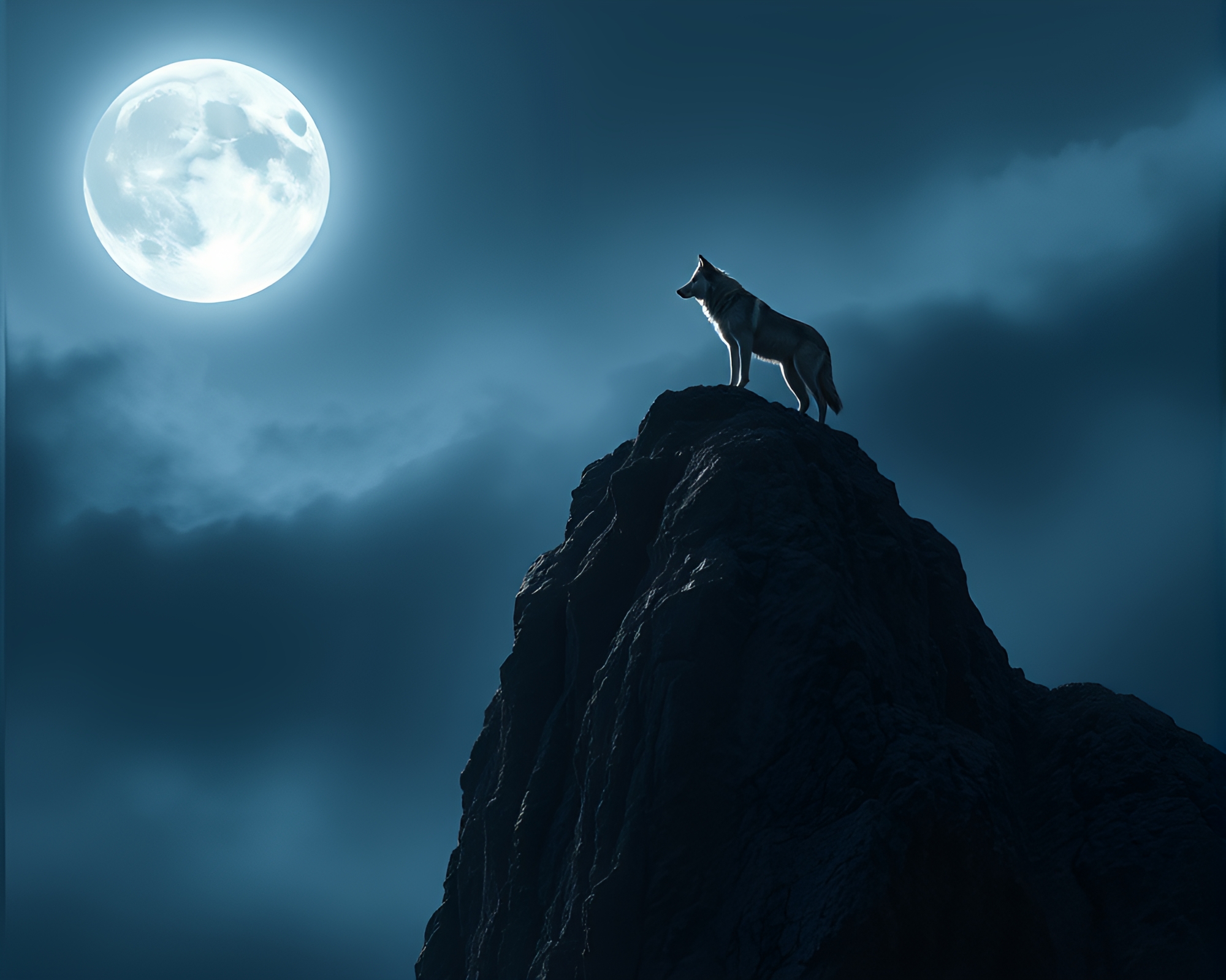 Lone Wolf Howling at Full Moon – free AI stock image