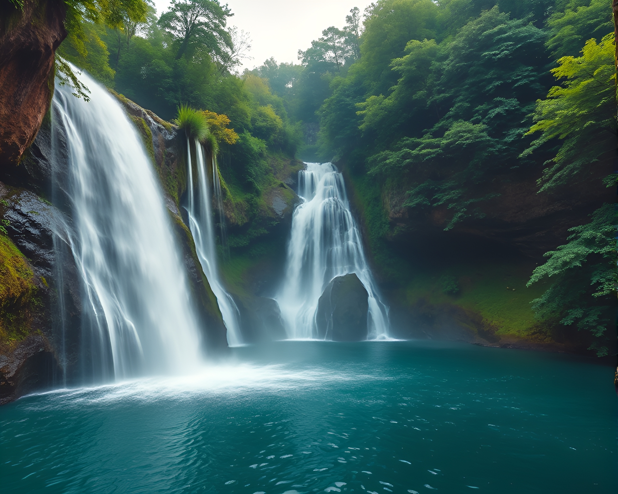 Majestic Waterfall Serenity Landscape – free AI stock image