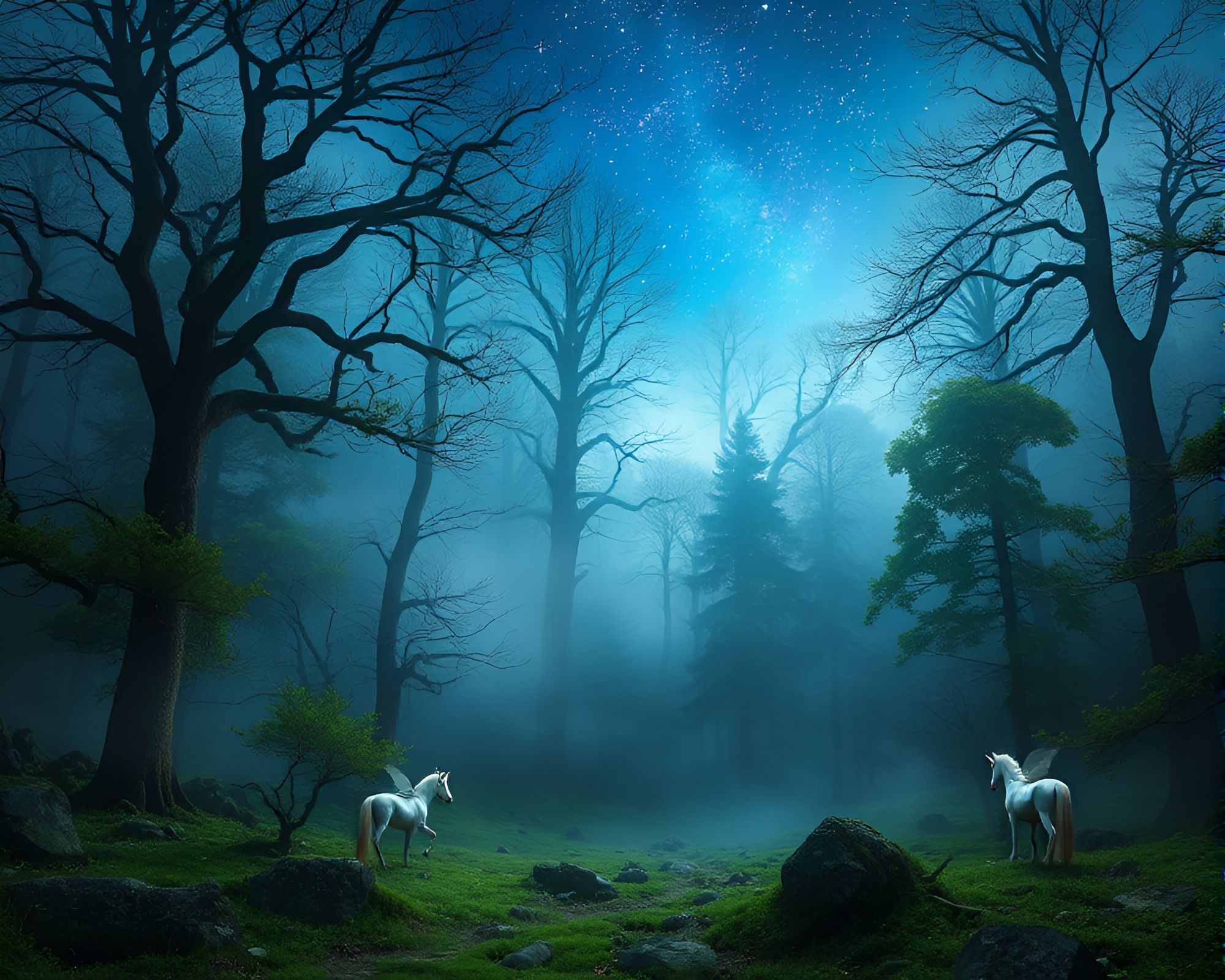 Enchanted Forest with Mystical Creatures – free AI stock image